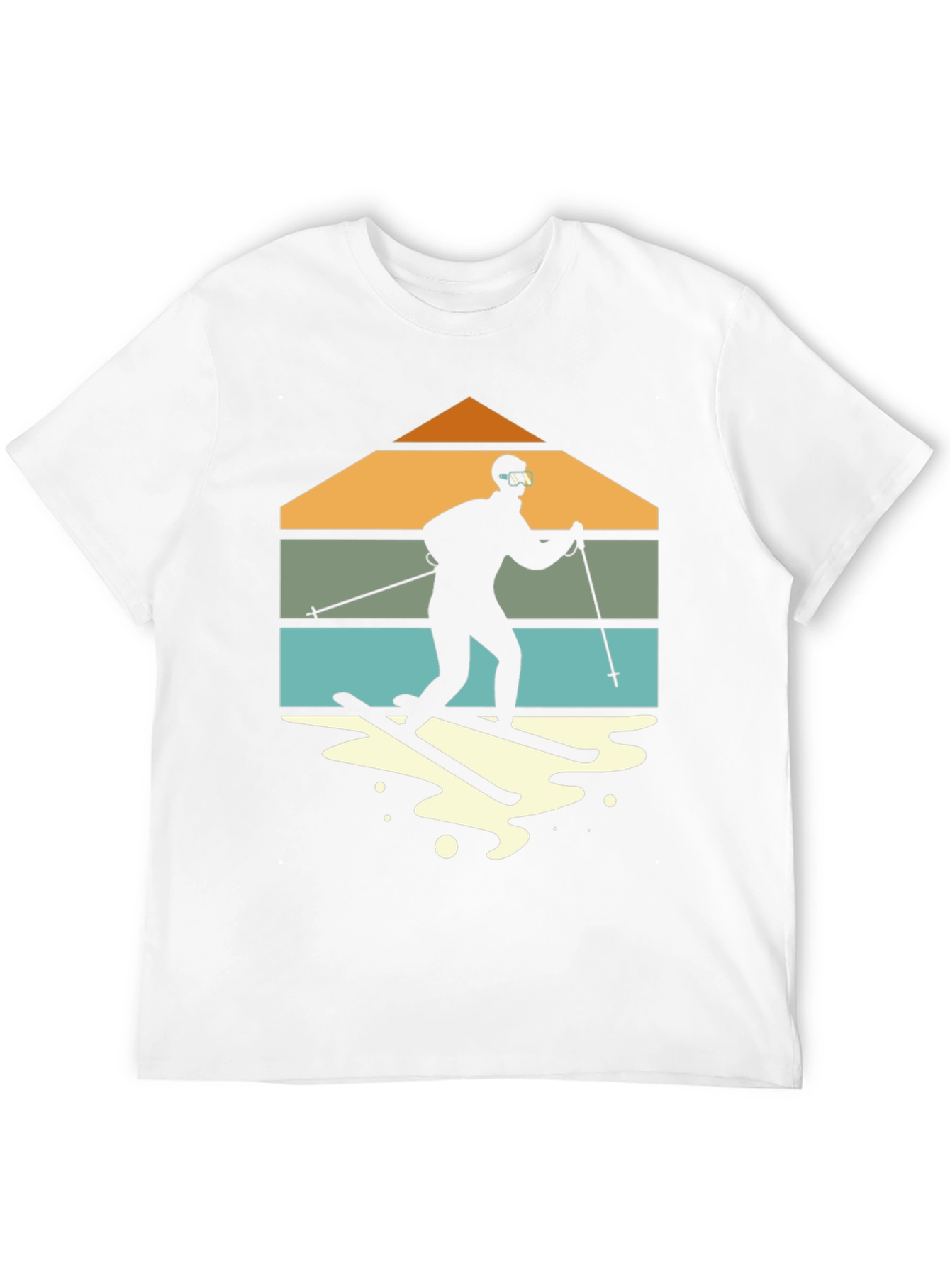Retro Skiing T-Shirt - Mountain Silhouette Design
