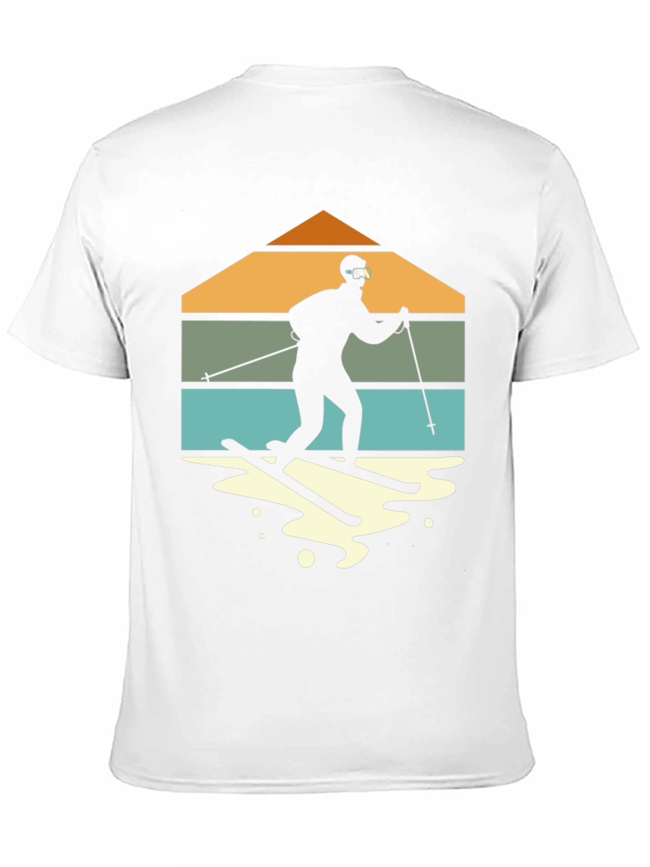 Retro Skiing T-Shirt - Mountain Silhouette Design