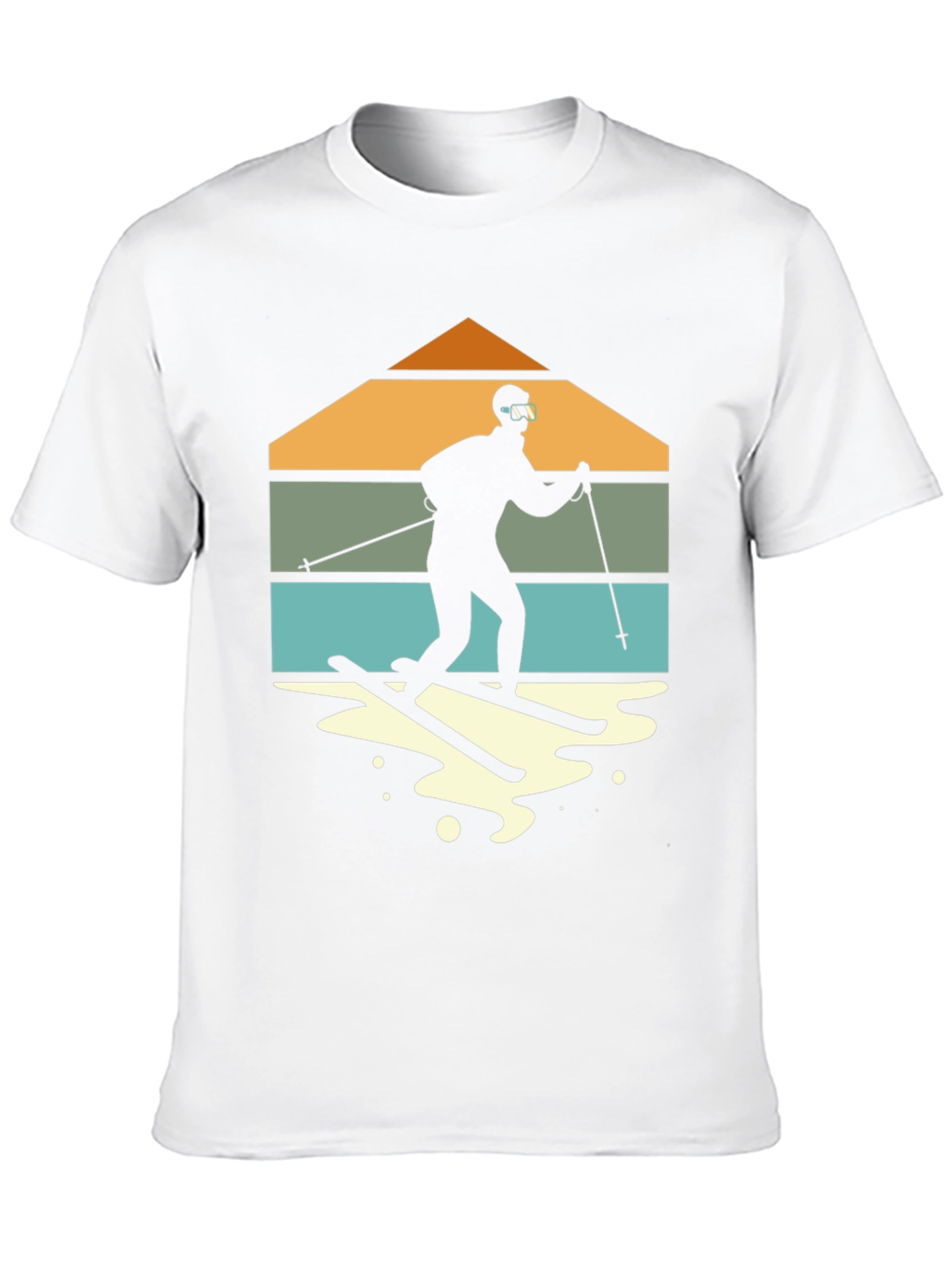 Retro Skiing T-Shirt - Mountain Silhouette Design