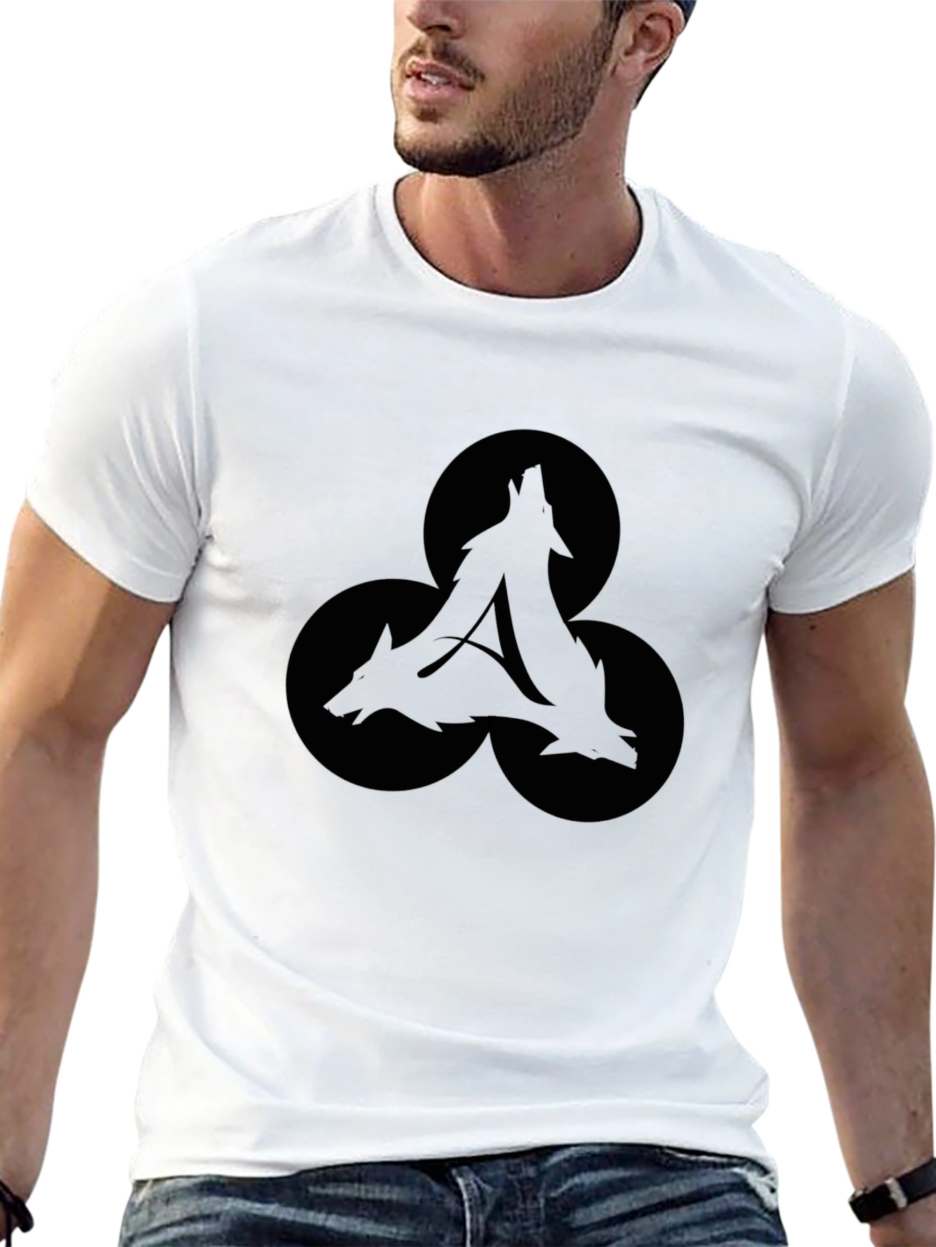 Mens Black Wolf Trio Graphic Tee