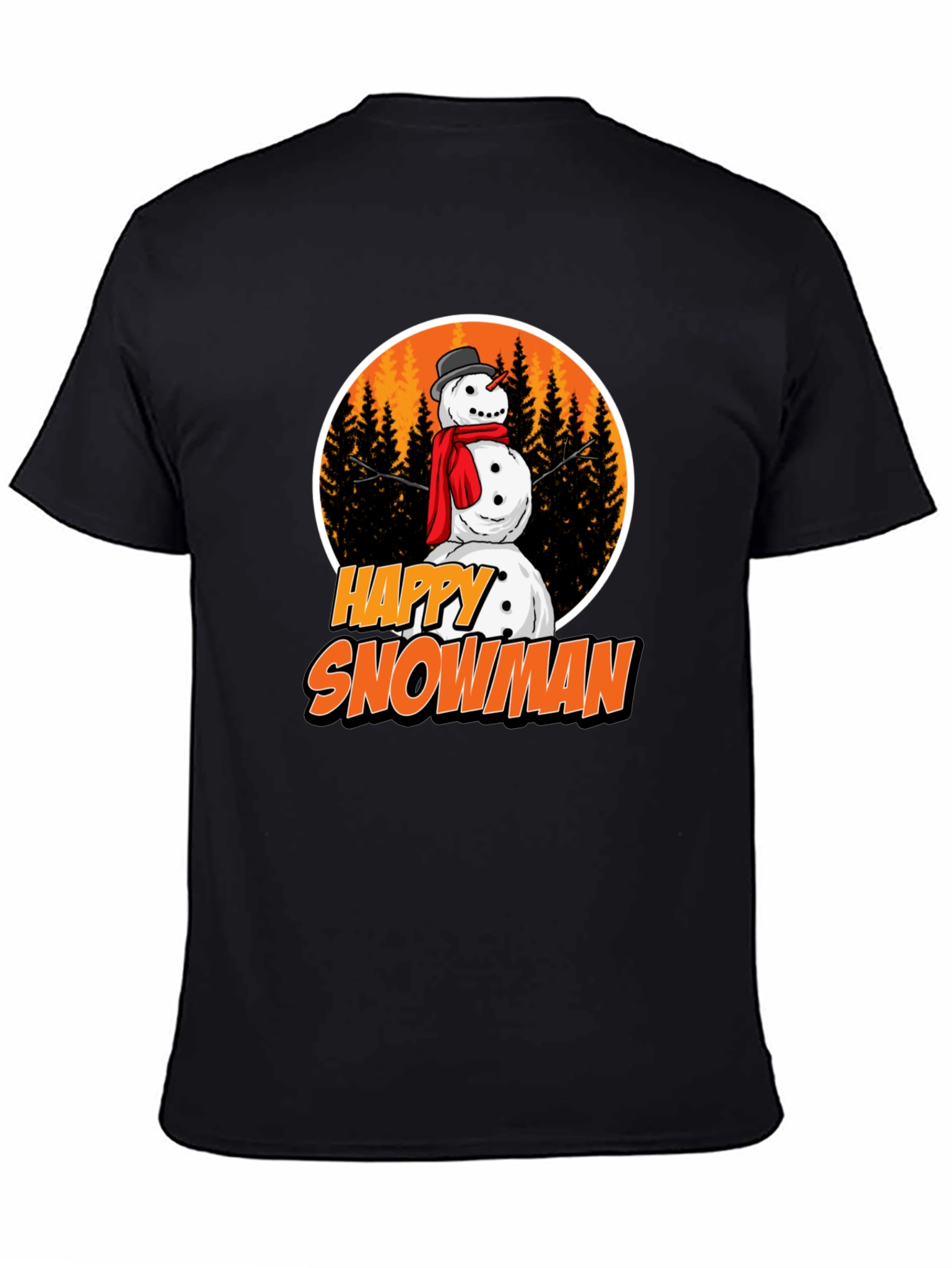 Happy Snowman Graphic Tee - Festive Winter Apparel