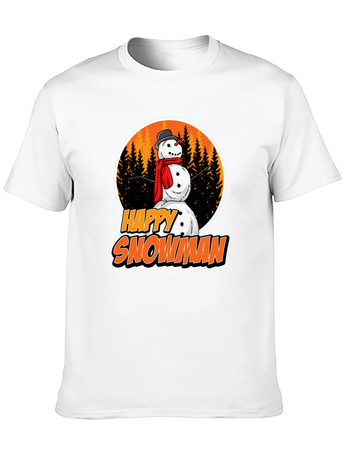 Happy Snowman Graphic Tee - Festive Winter Apparel
