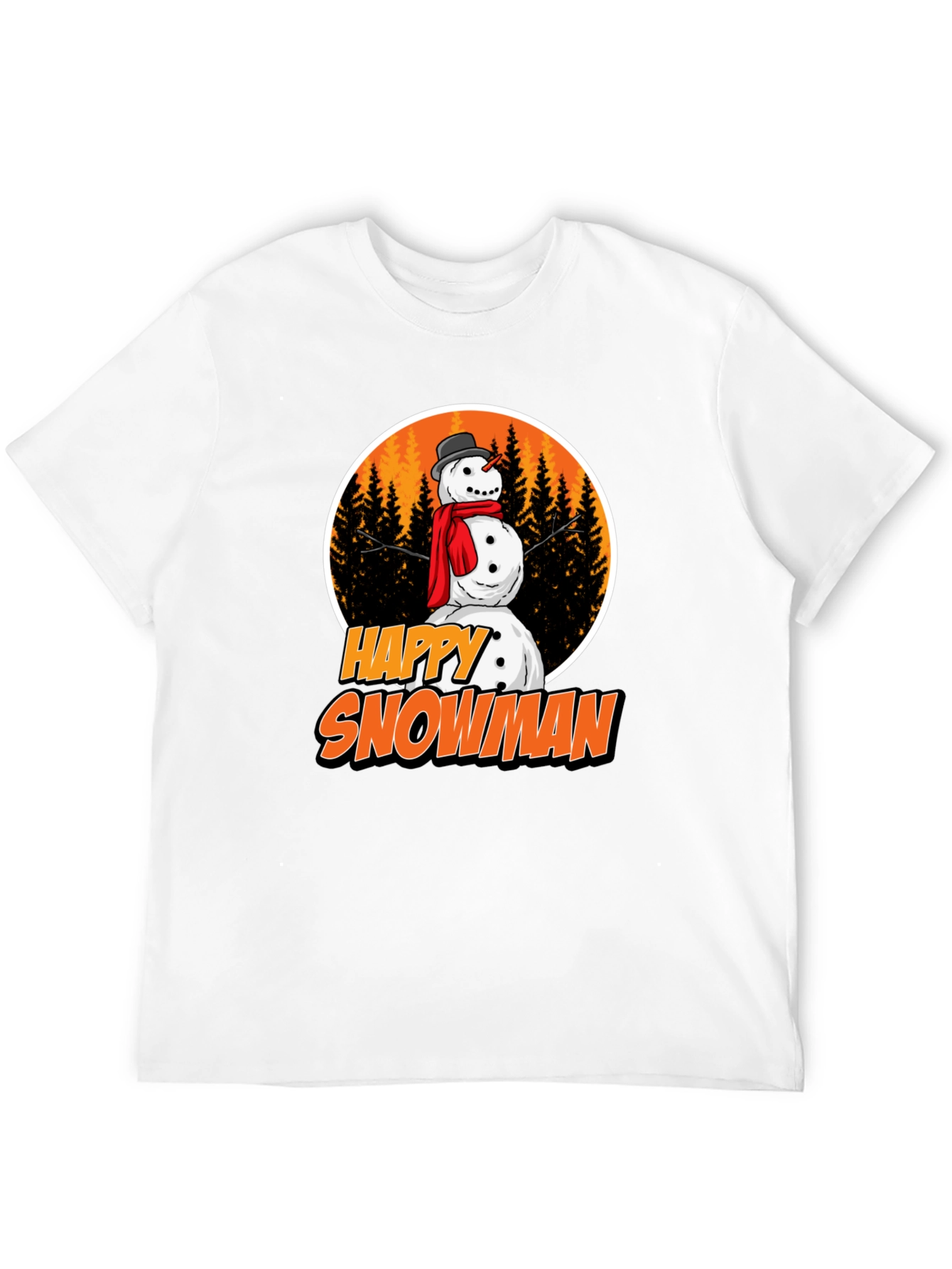 Happy Snowman Graphic Tee - Festive Winter Apparel