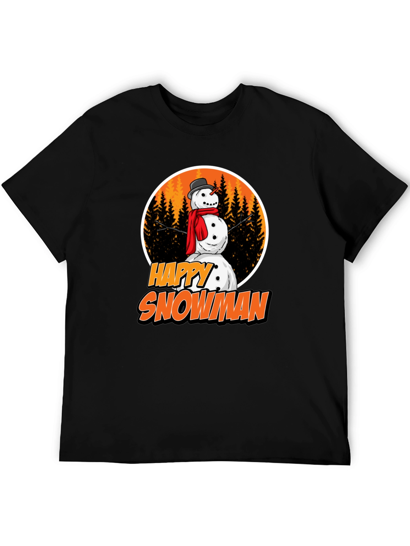 Happy Snowman Graphic Tee - Festive Winter Apparel