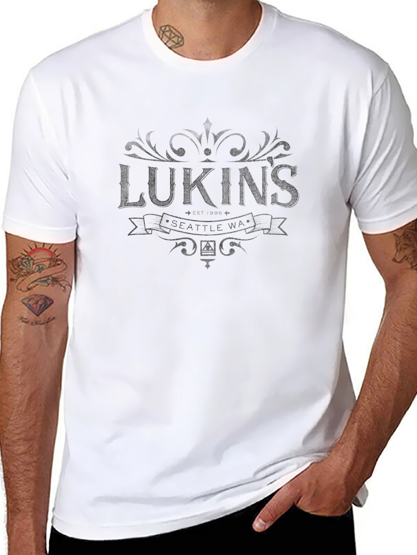 Lukins Seattle WA Graphic T-Shirt - Black