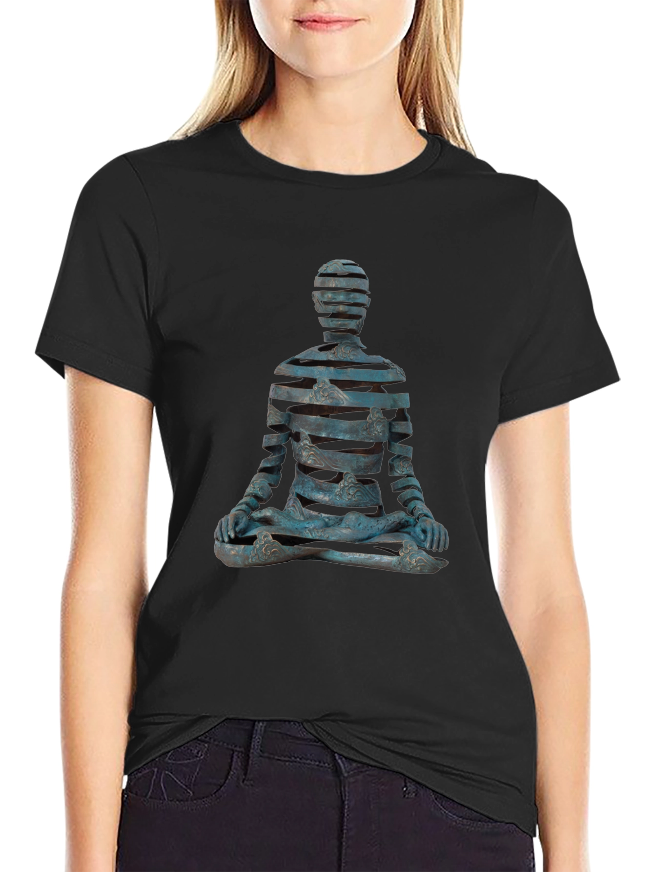 Abstract Meditating Figure Graphic T-Shirt