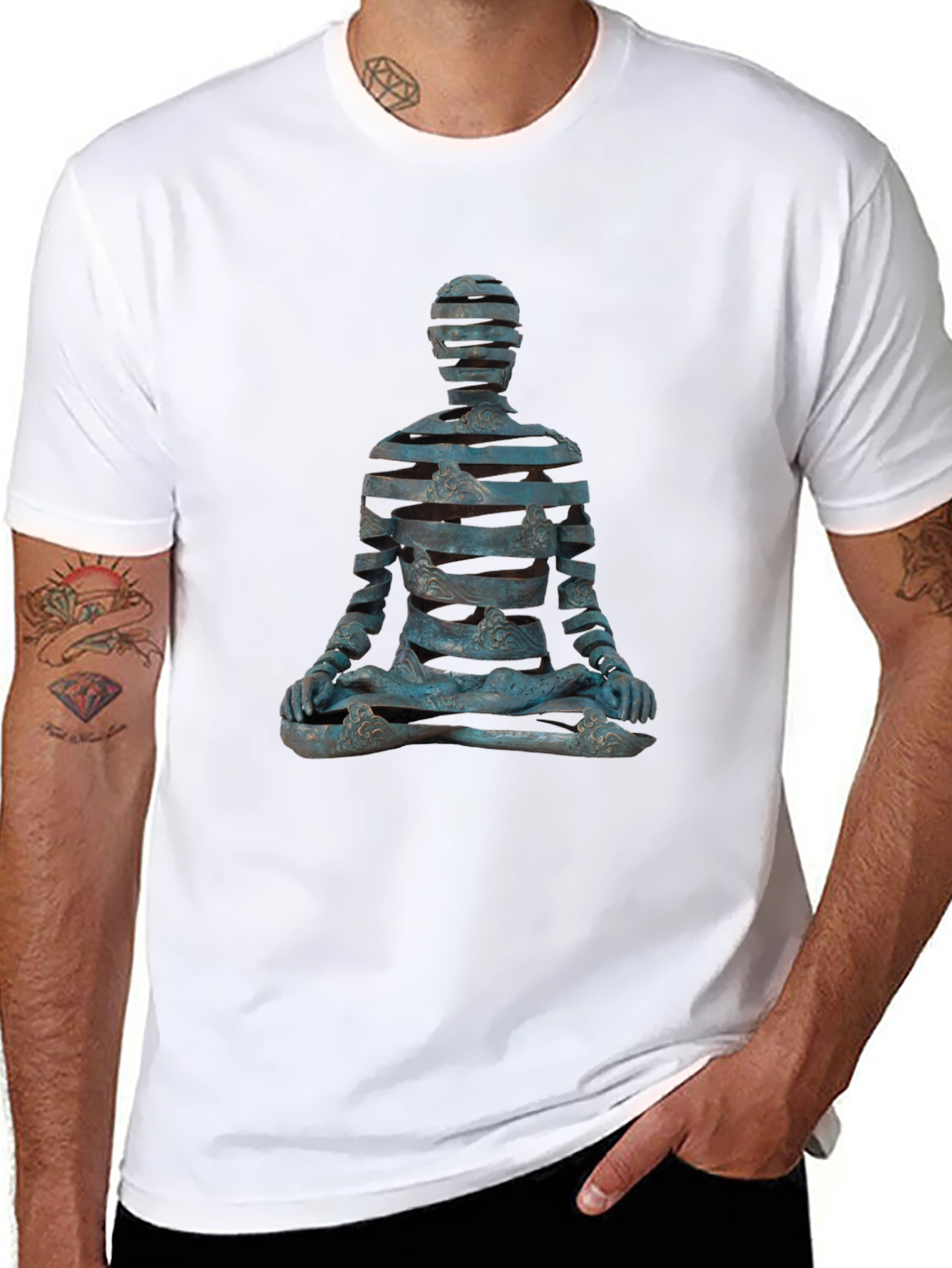 Abstract Meditating Figure Graphic T-Shirt
