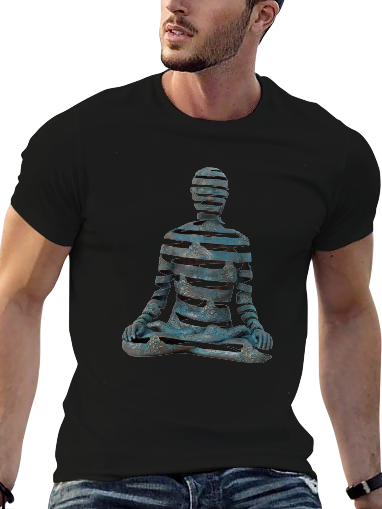 Abstract Meditating Figure Graphic T-Shirt