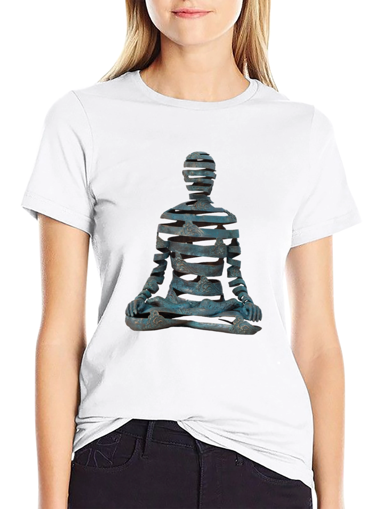 Abstract Meditating Figure Graphic T-Shirt