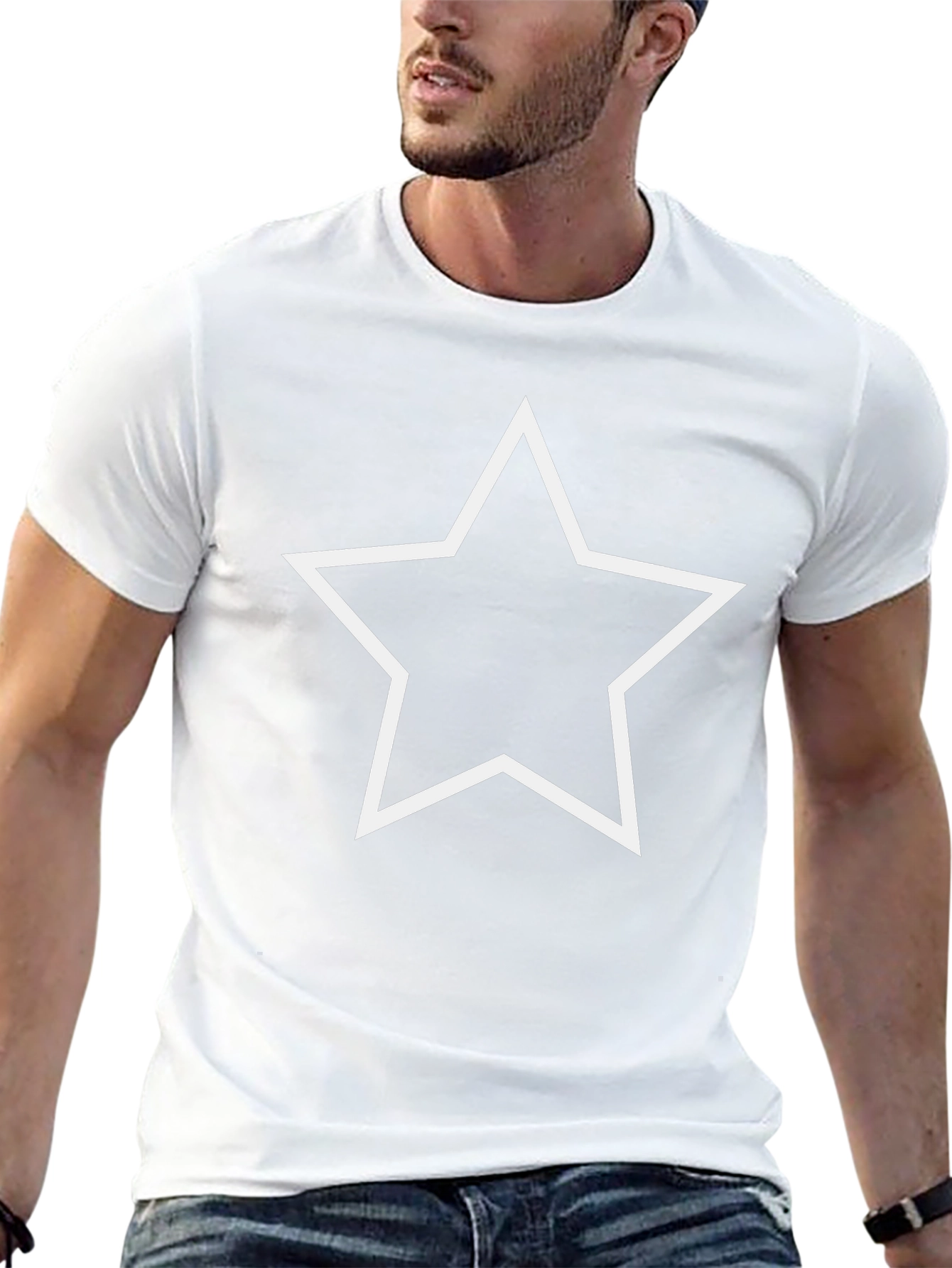 Classic Black Tee with White Star Graphic
