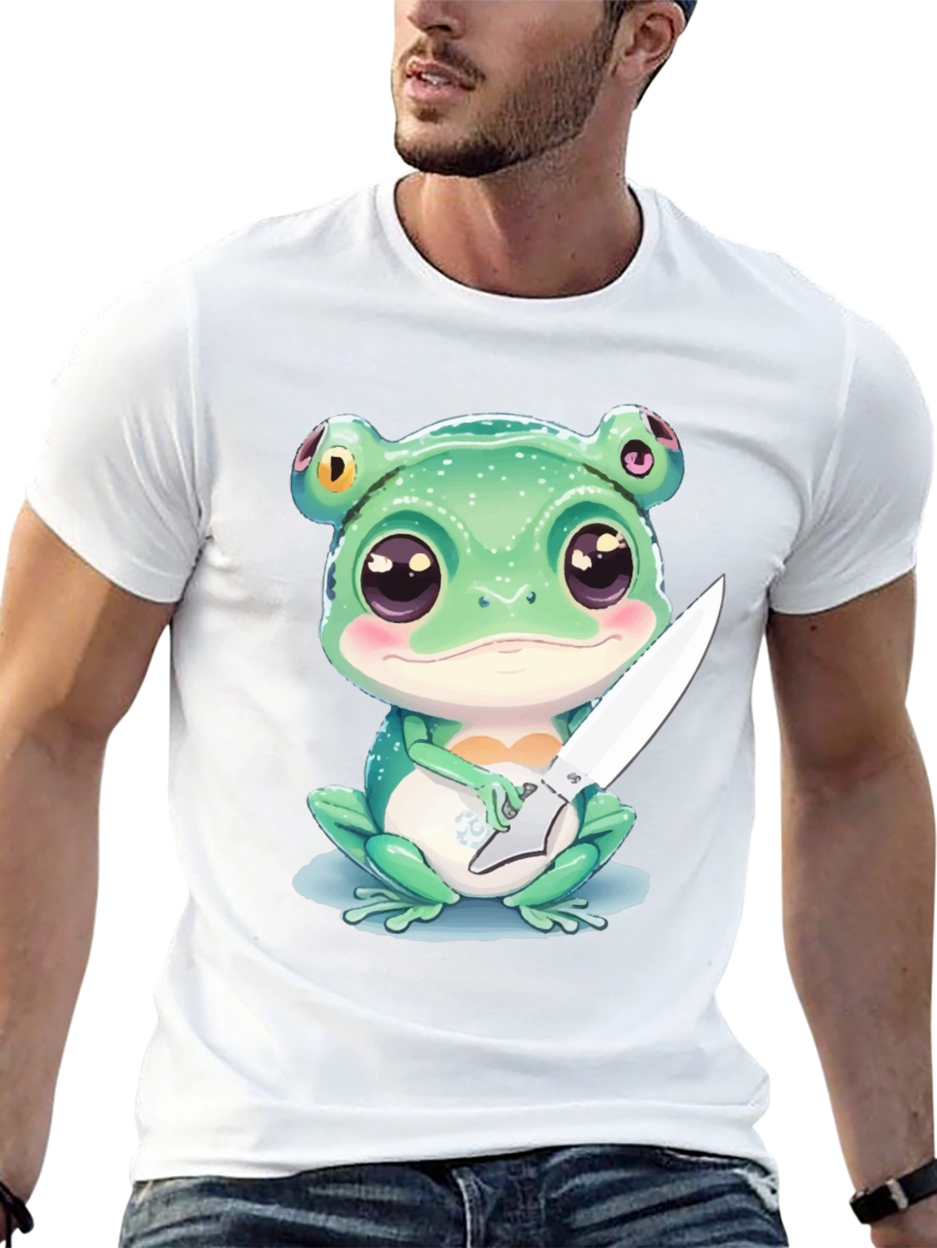 Frog with Knife Graphic T-Shirt