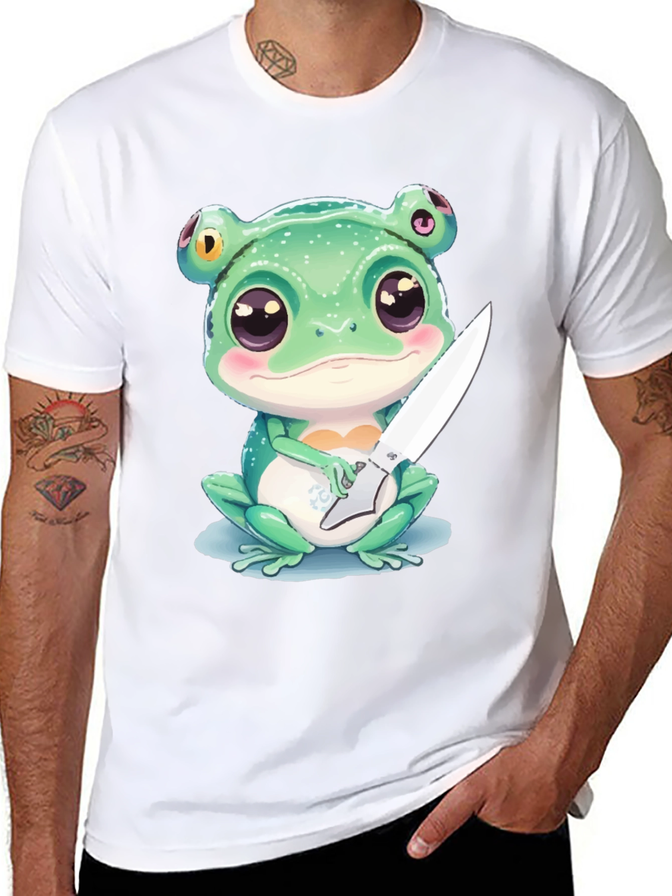 Frog with Knife Graphic T-Shirt