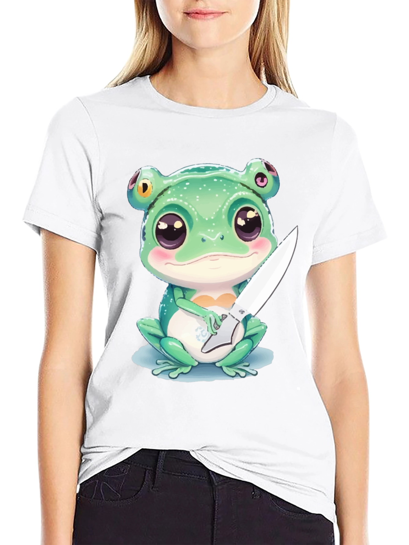 Frog with Knife Graphic T-Shirt