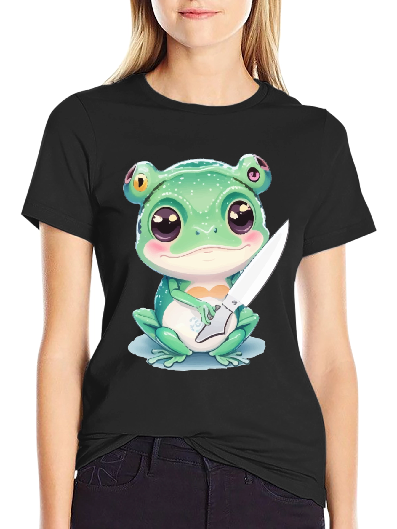 Frog with Knife Graphic T-Shirt
