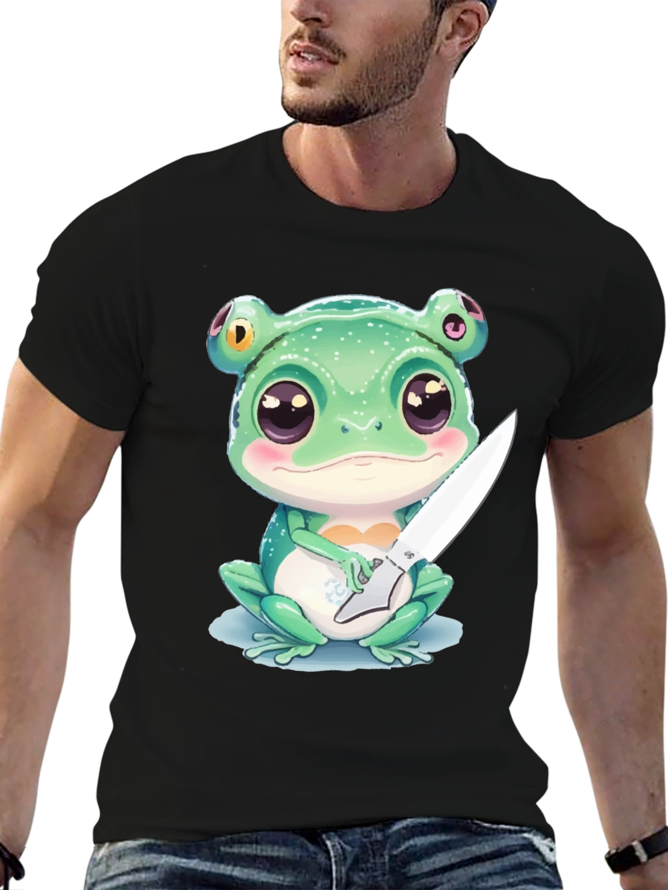 Frog with Knife Graphic T-Shirt
