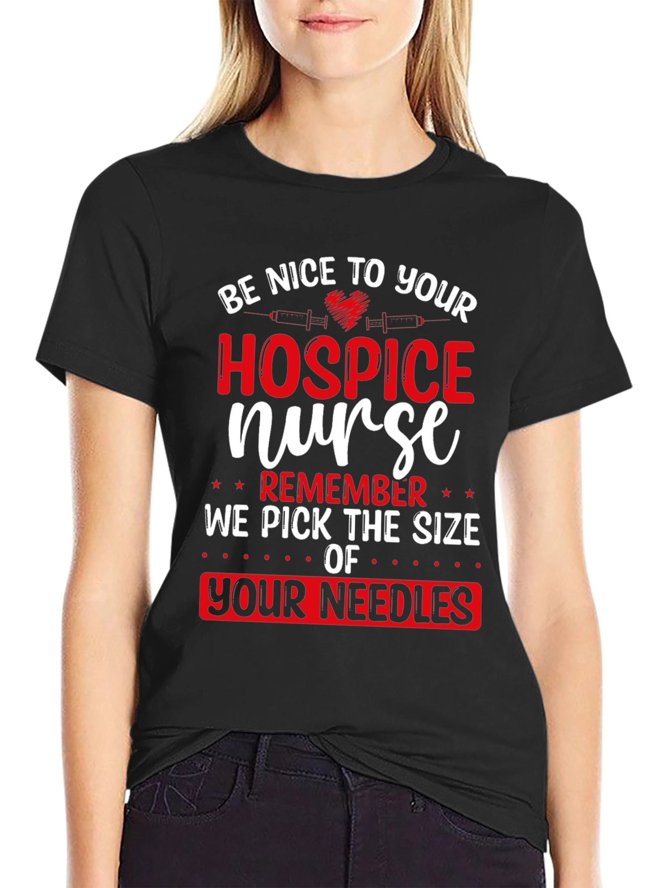 Hospice Nurse T-Shirt: Funny Needle Size Warning