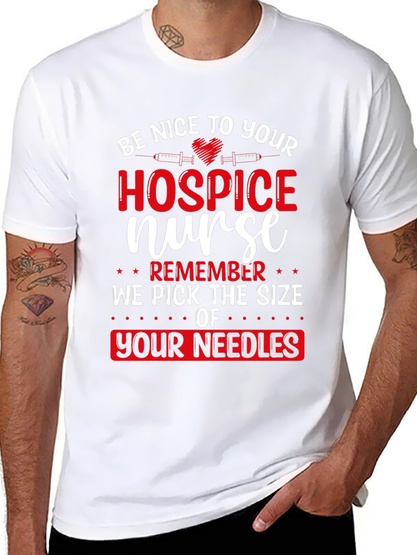 Hospice Nurse T-Shirt: Funny Needle Size Warning
