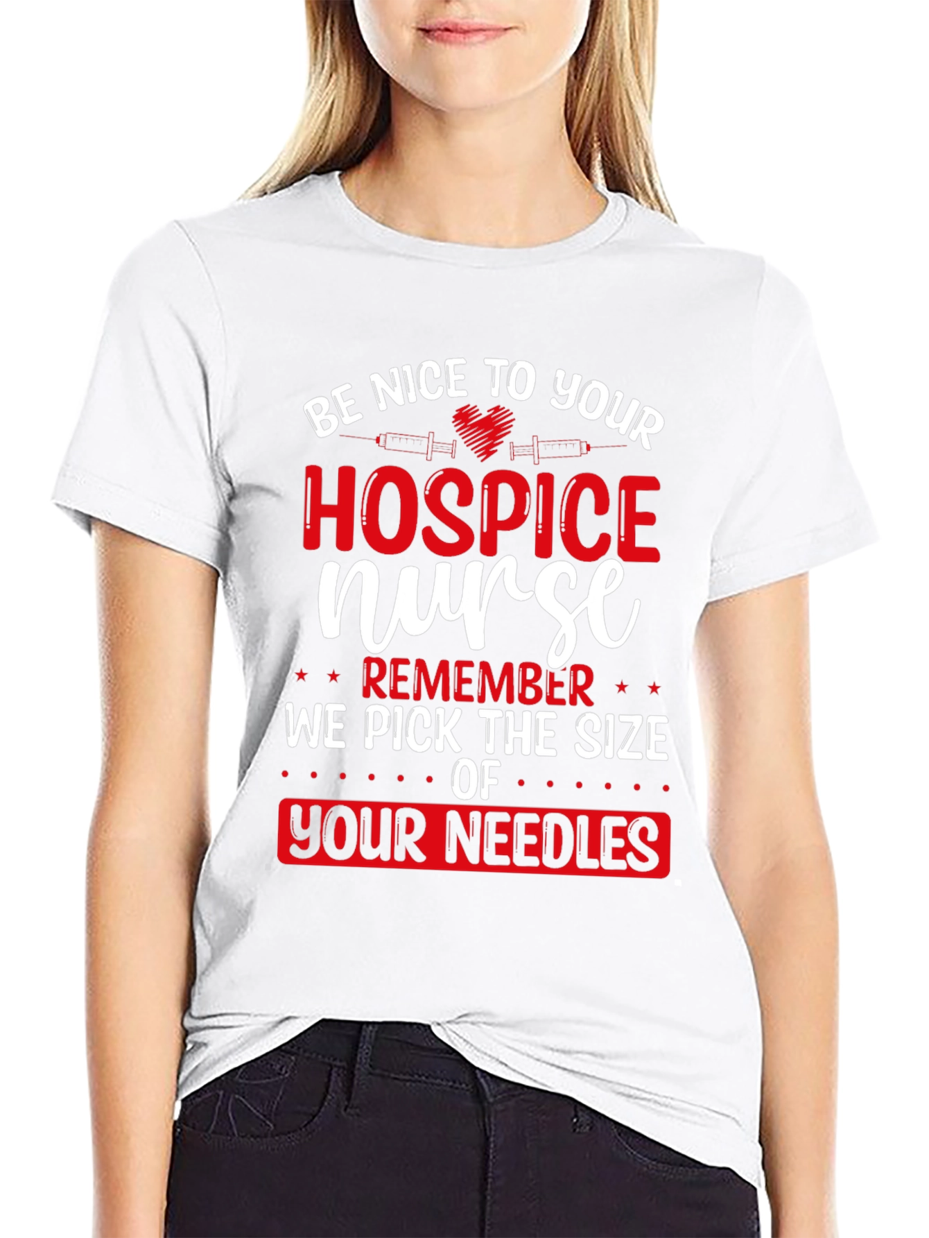 Hospice Nurse T-Shirt: Funny Needle Size Warning