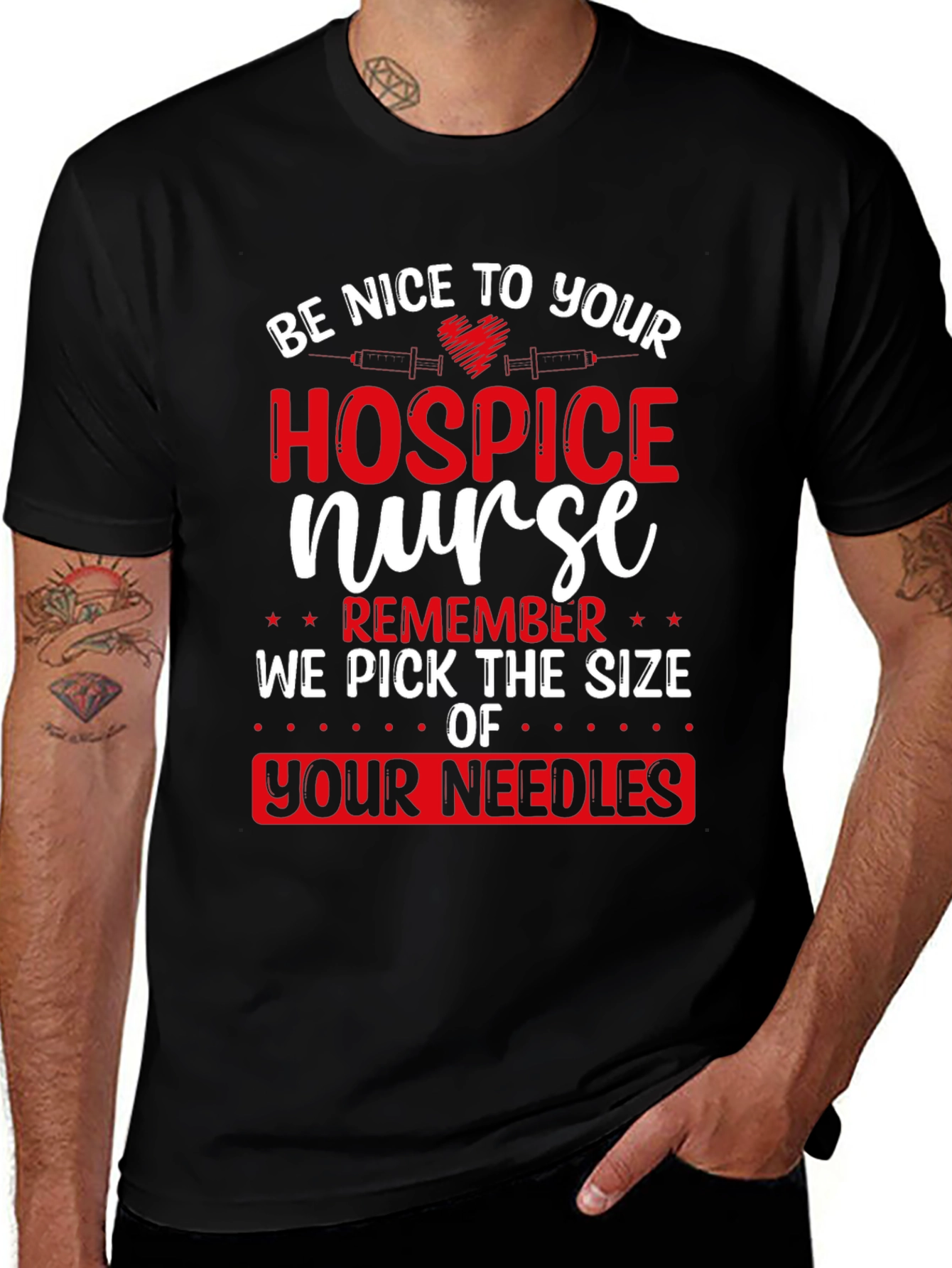 Hospice Nurse T-Shirt: Funny Needle Size Warning