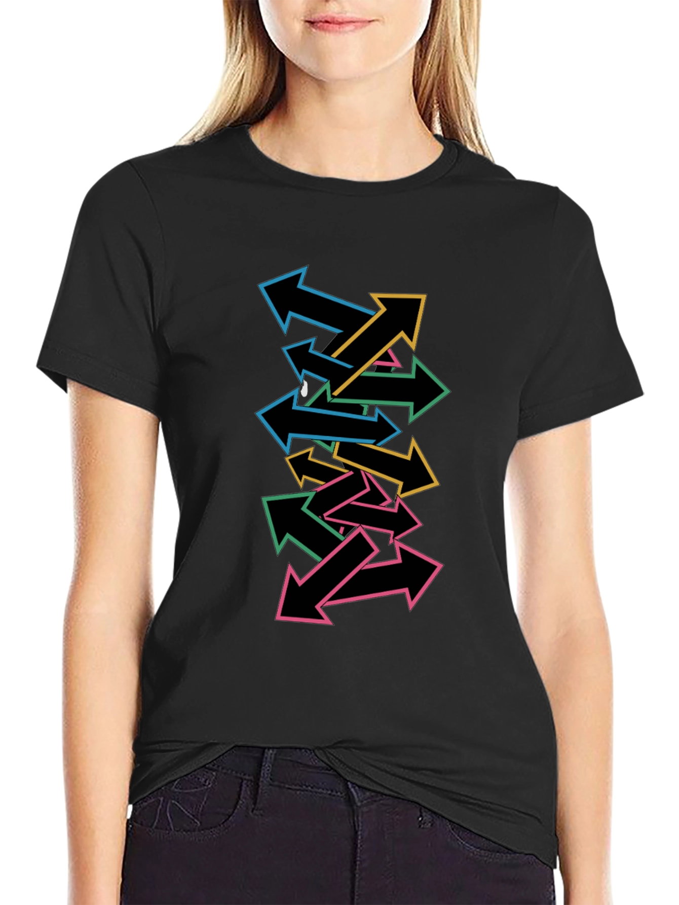 Arrow Stack Graphic Tee - Casual Cool Black T-Shirt