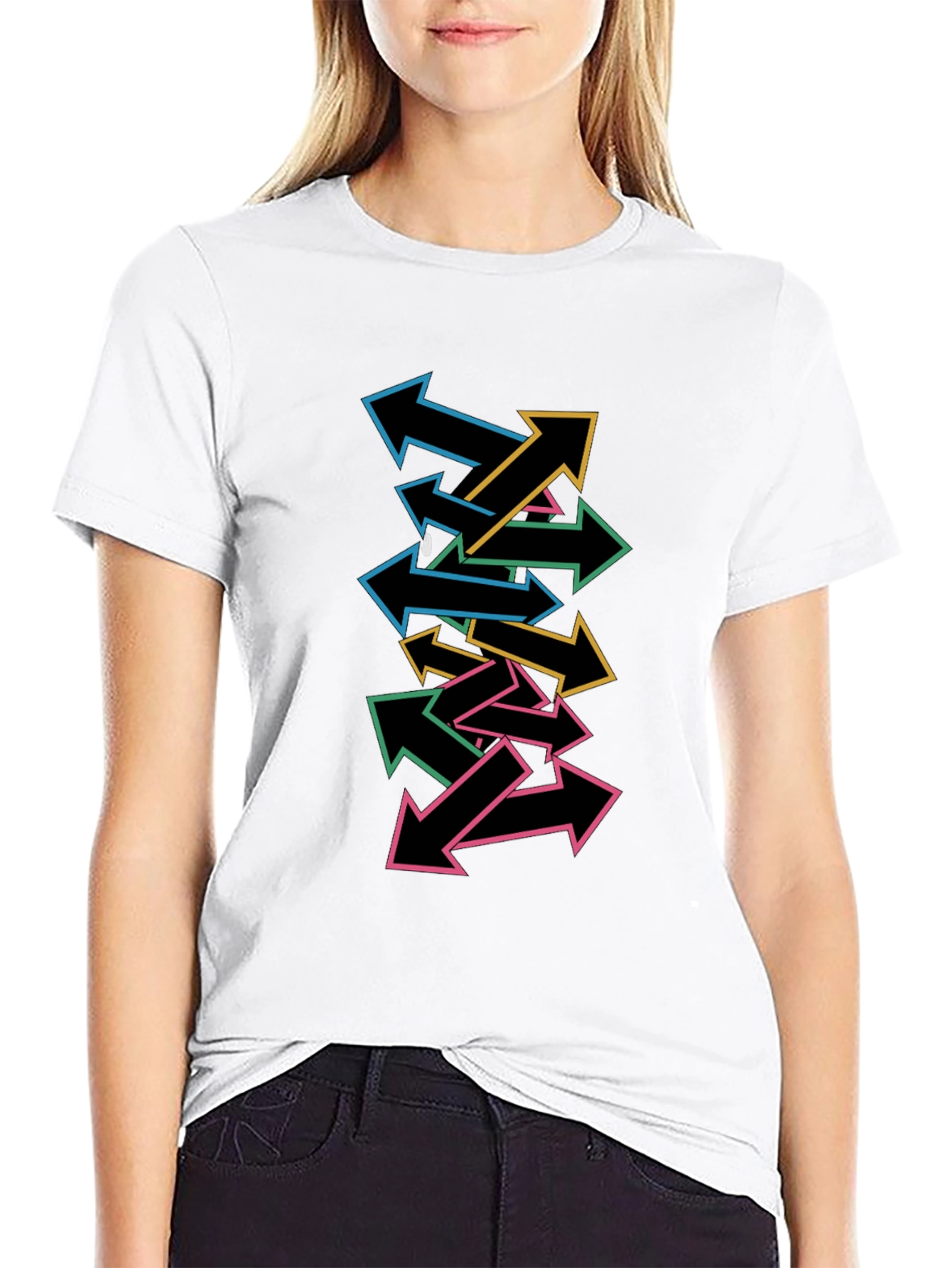 Arrow Stack Graphic Tee - Casual Cool Black T-Shirt