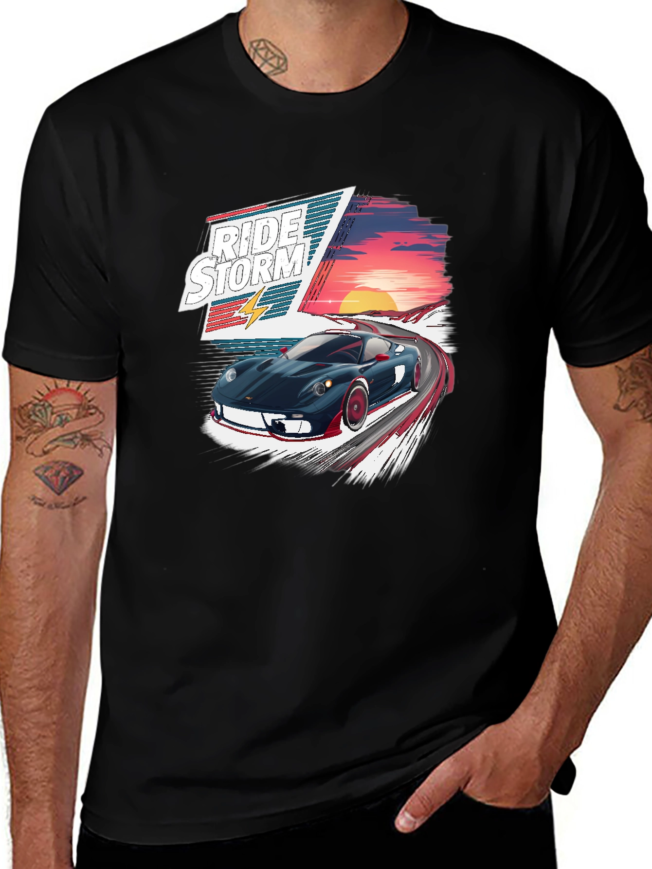 Ride the Storm Black Graphic T-Shirt