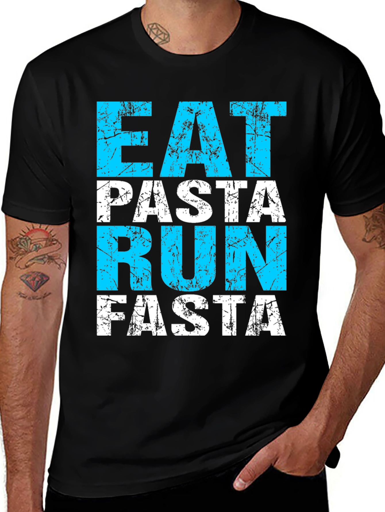Eat Pasta Run Fasta Black T-Shirt