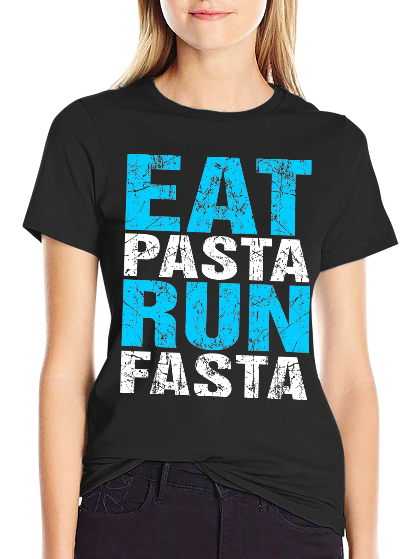 Eat Pasta Run Fasta Black T-Shirt