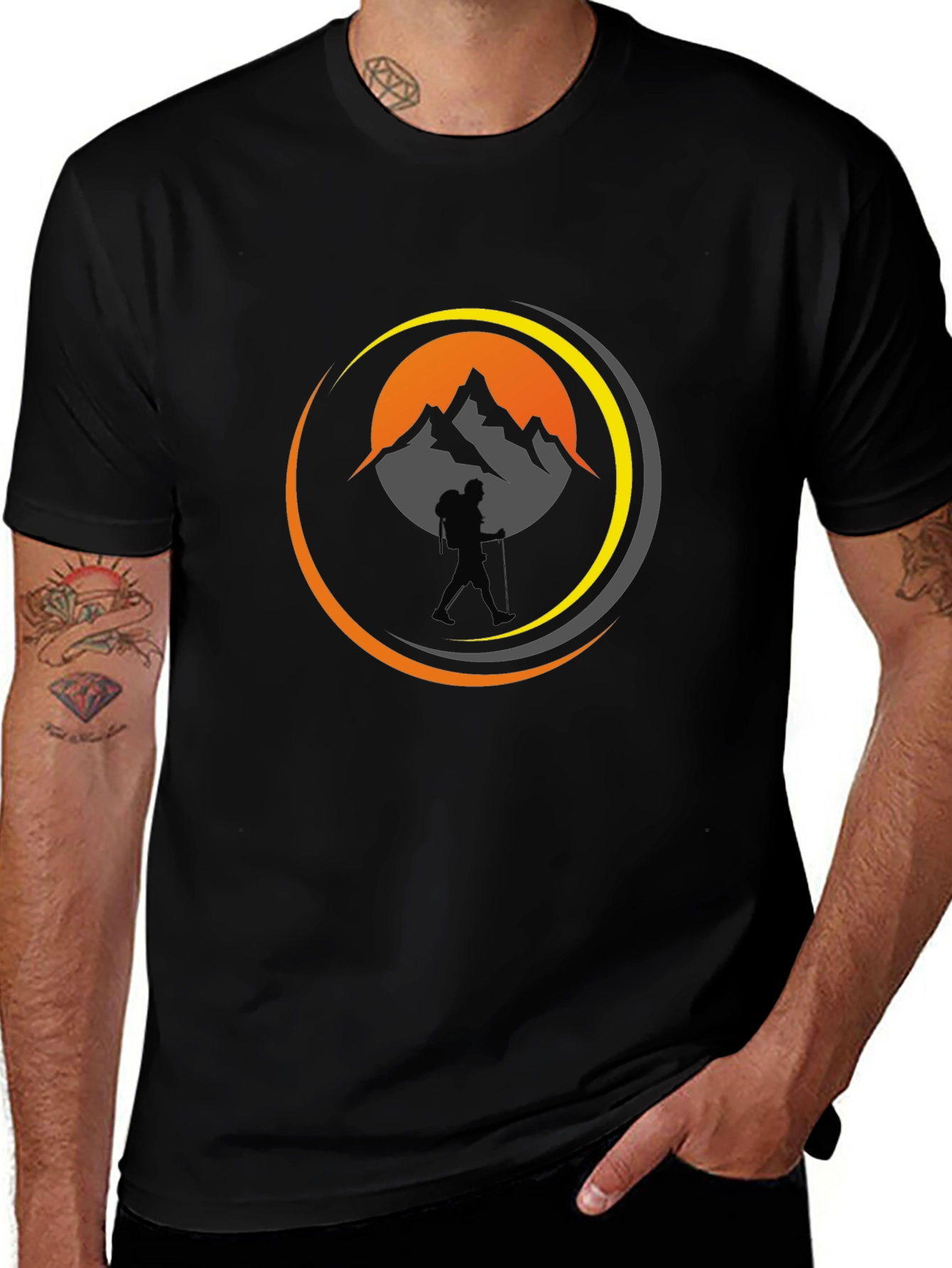 Mountain Hiker Graphic Tee - Black
