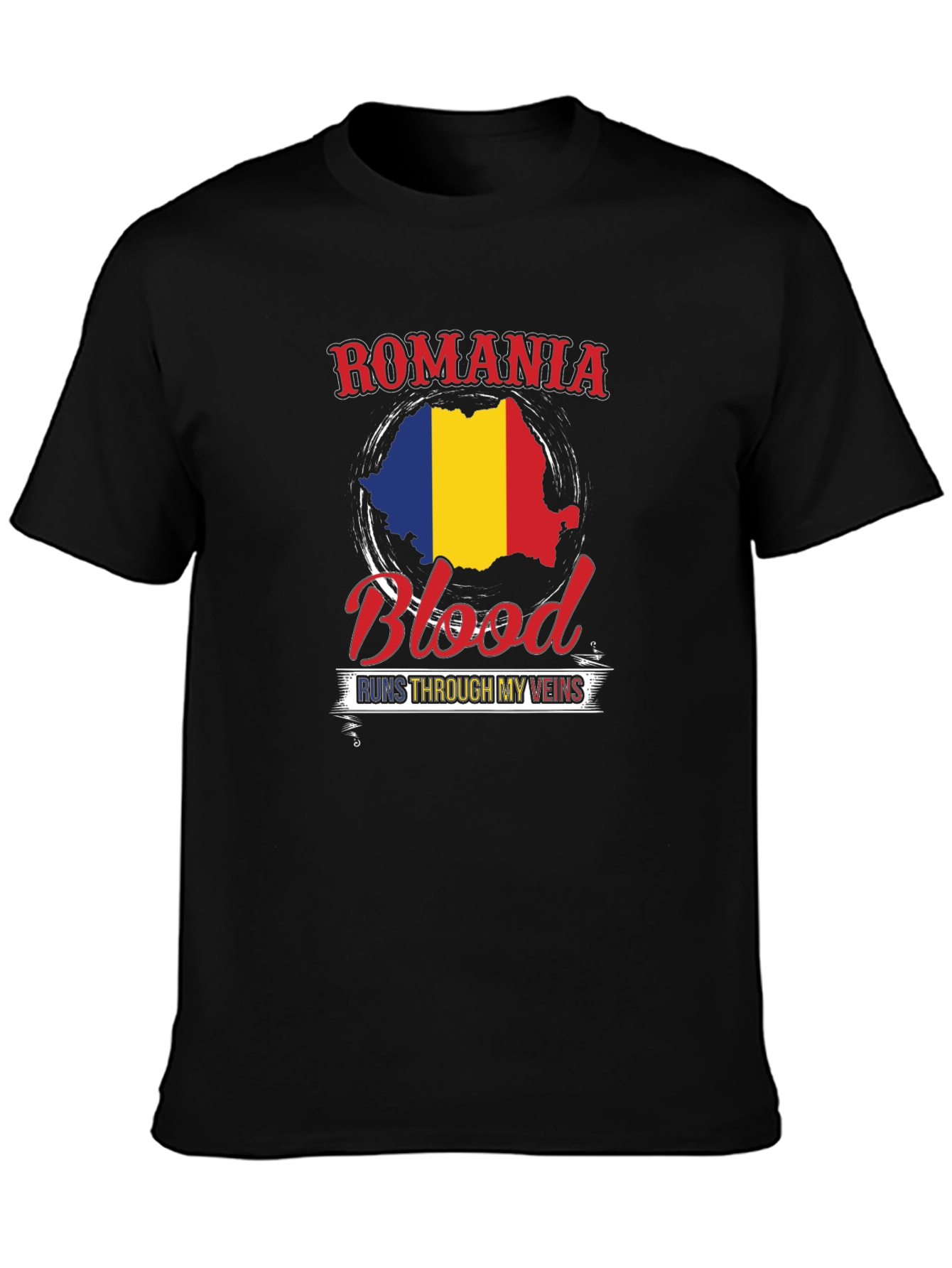 Romania Blood Runs Through My Veins Black T-Shirt
