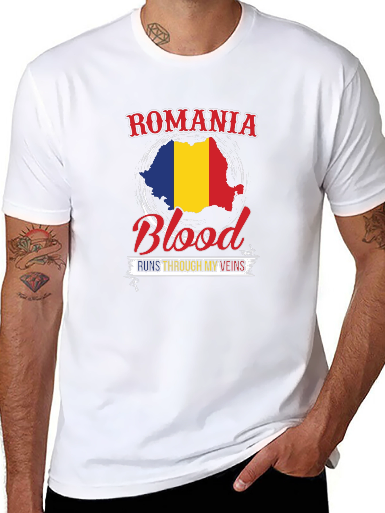 Romania Blood Runs Through My Veins Black T-Shirt