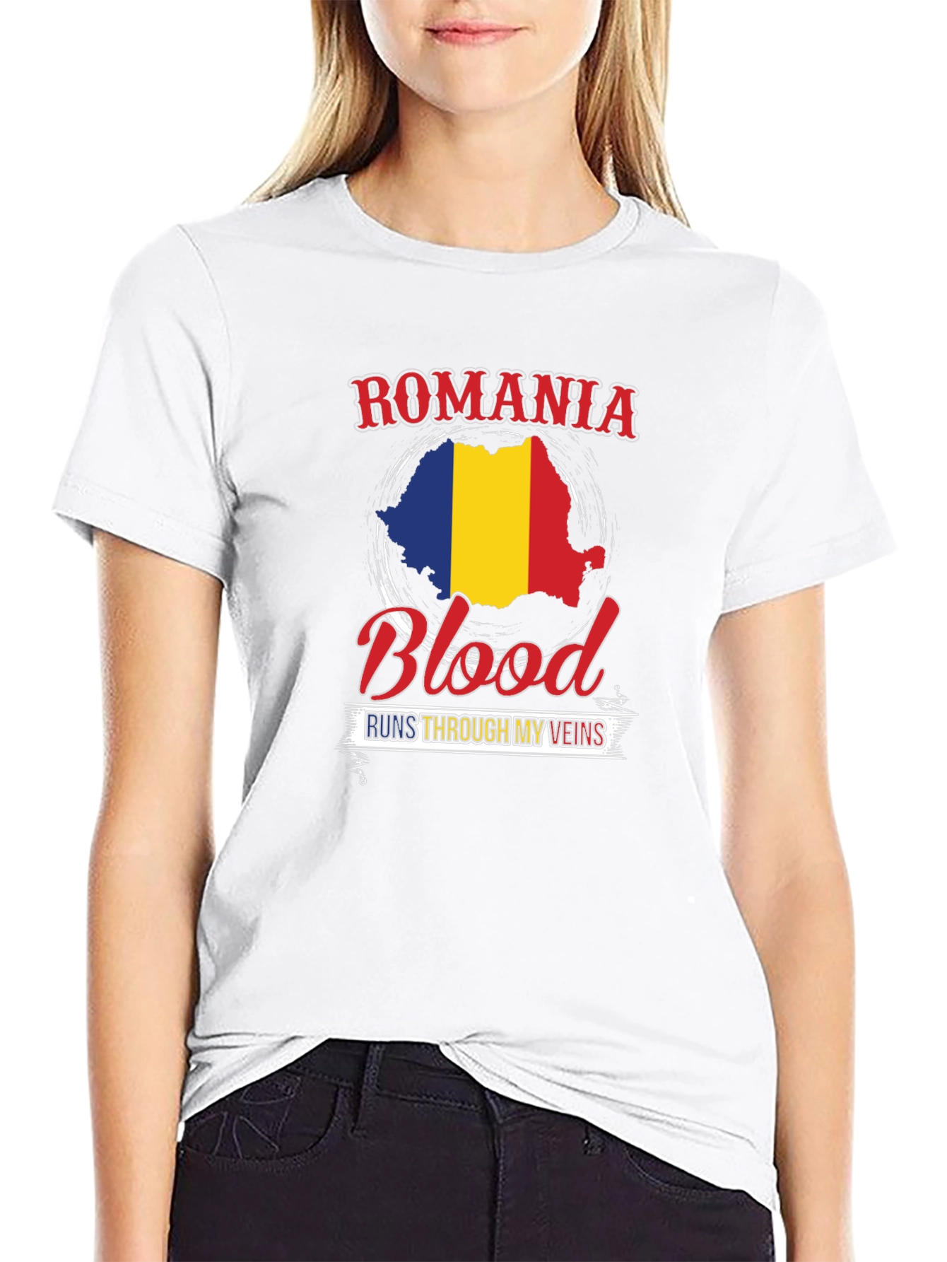 Romania Blood Runs Through My Veins Black T-Shirt