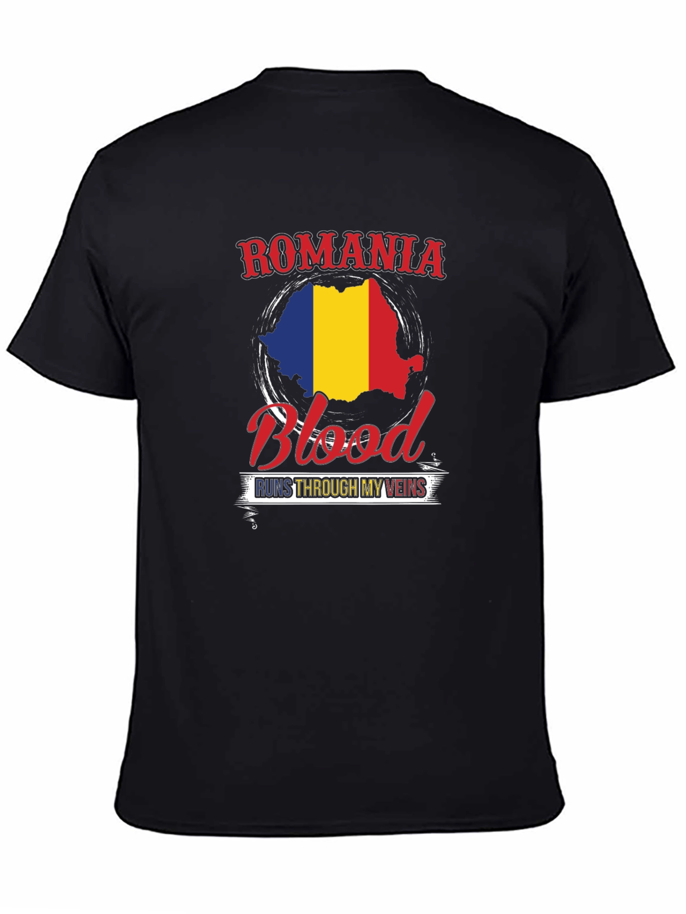 Romania Blood Runs Through My Veins Black T-Shirt