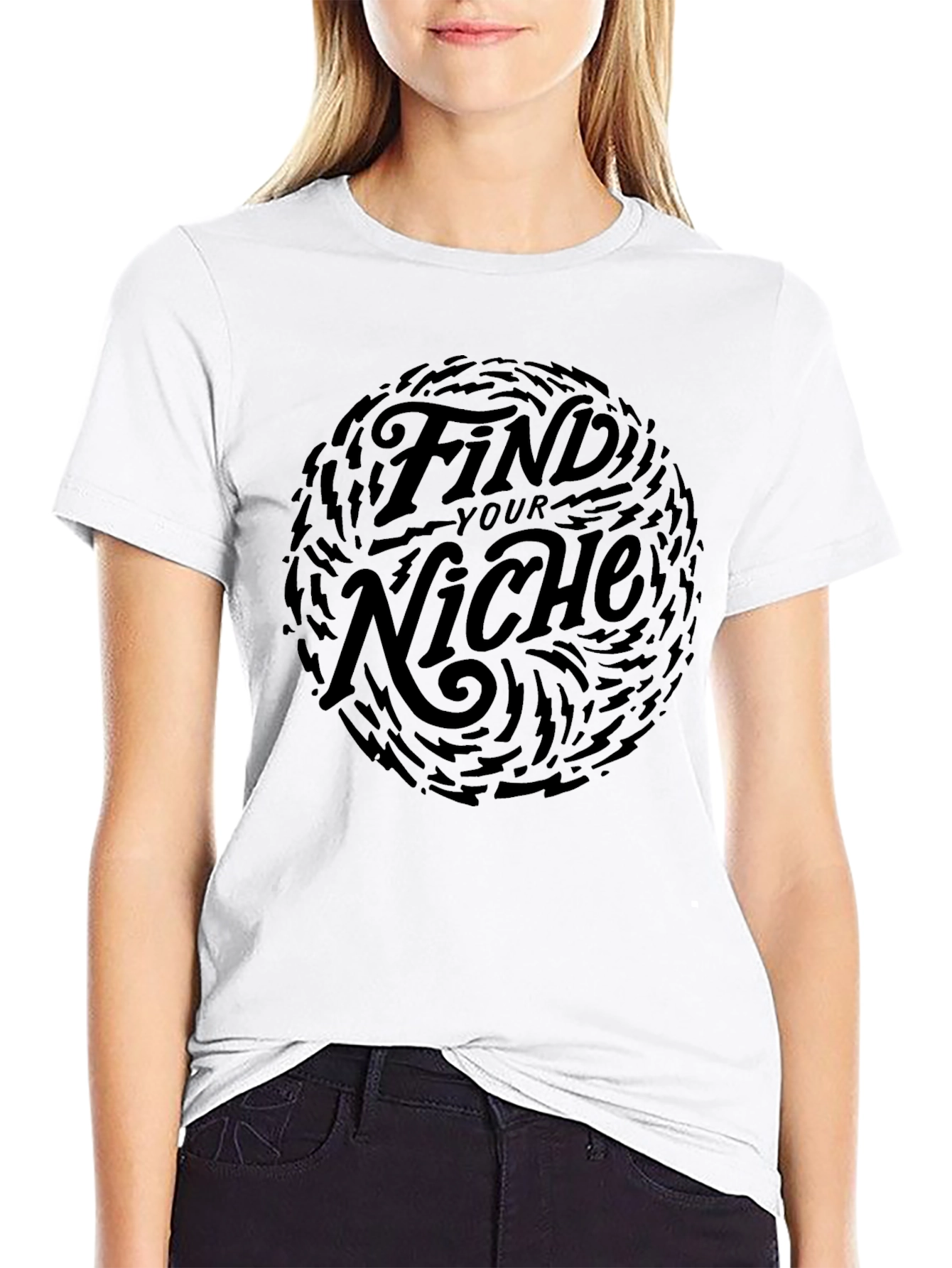 Find Your Niche Graphic Tee - Stylish Black T-Shirt