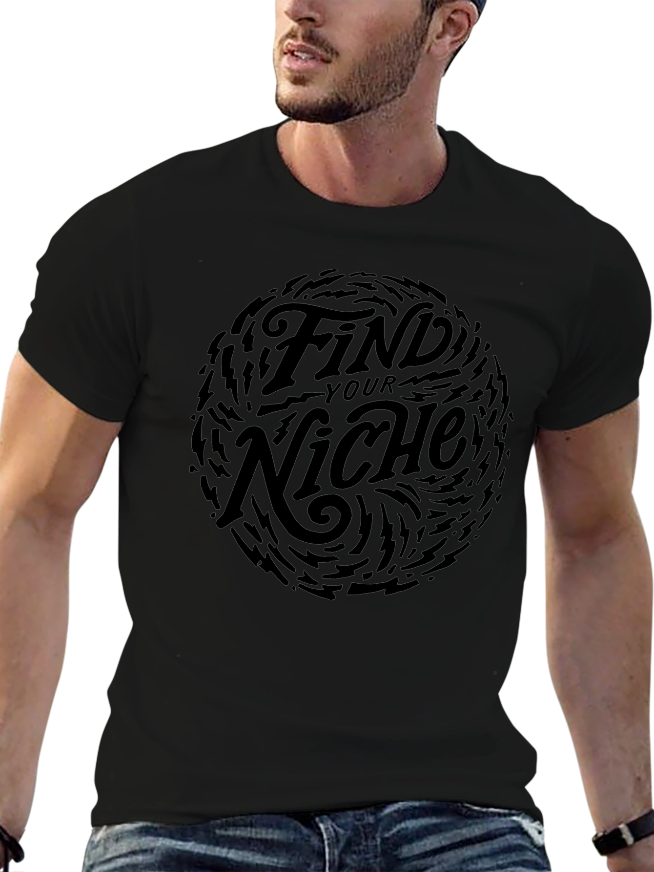 Find Your Niche Graphic Tee - Stylish Black T-Shirt