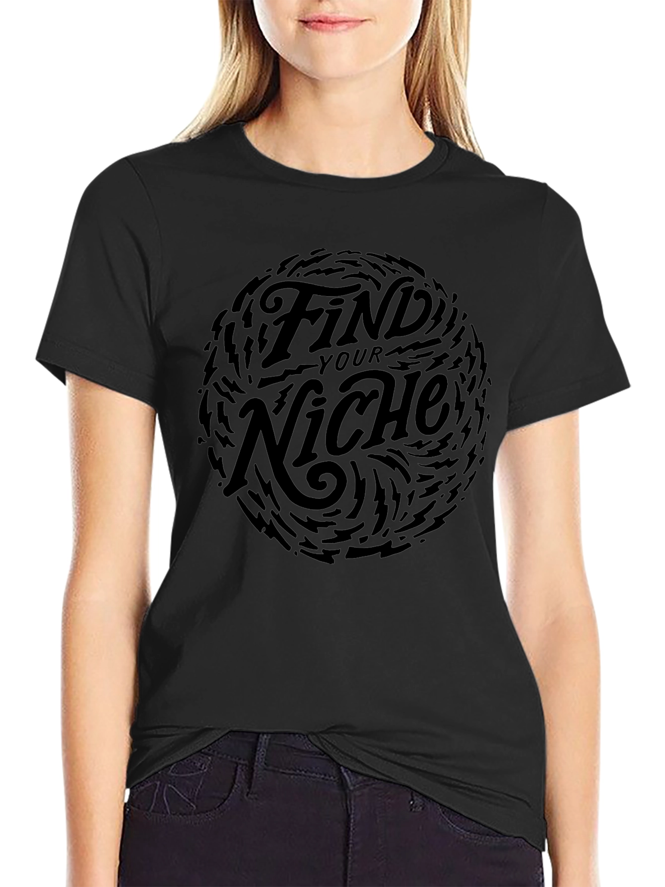 Find Your Niche Graphic Tee - Stylish Black T-Shirt