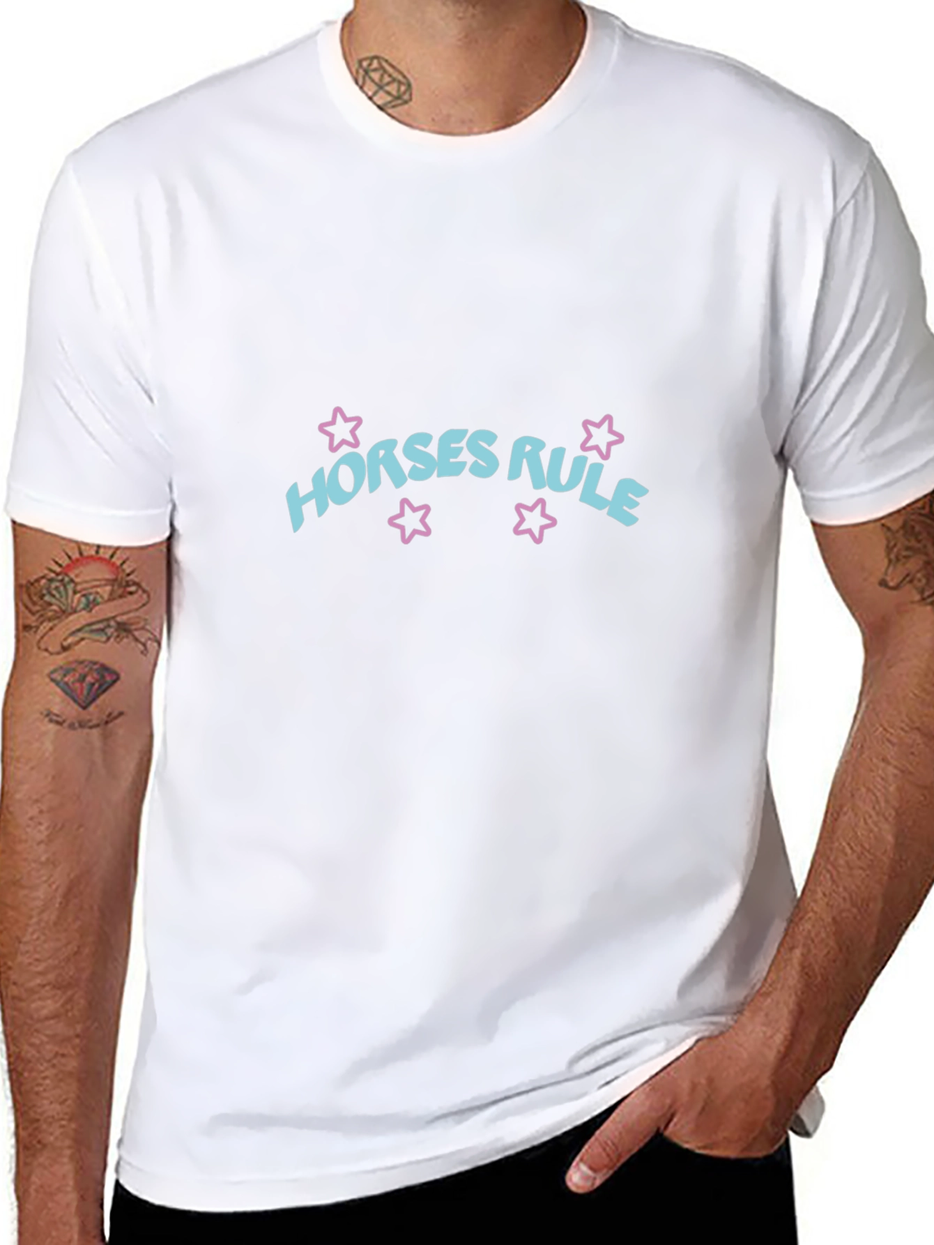 Horses Rule Graphic T-Shirt - Black Cotton Tee
