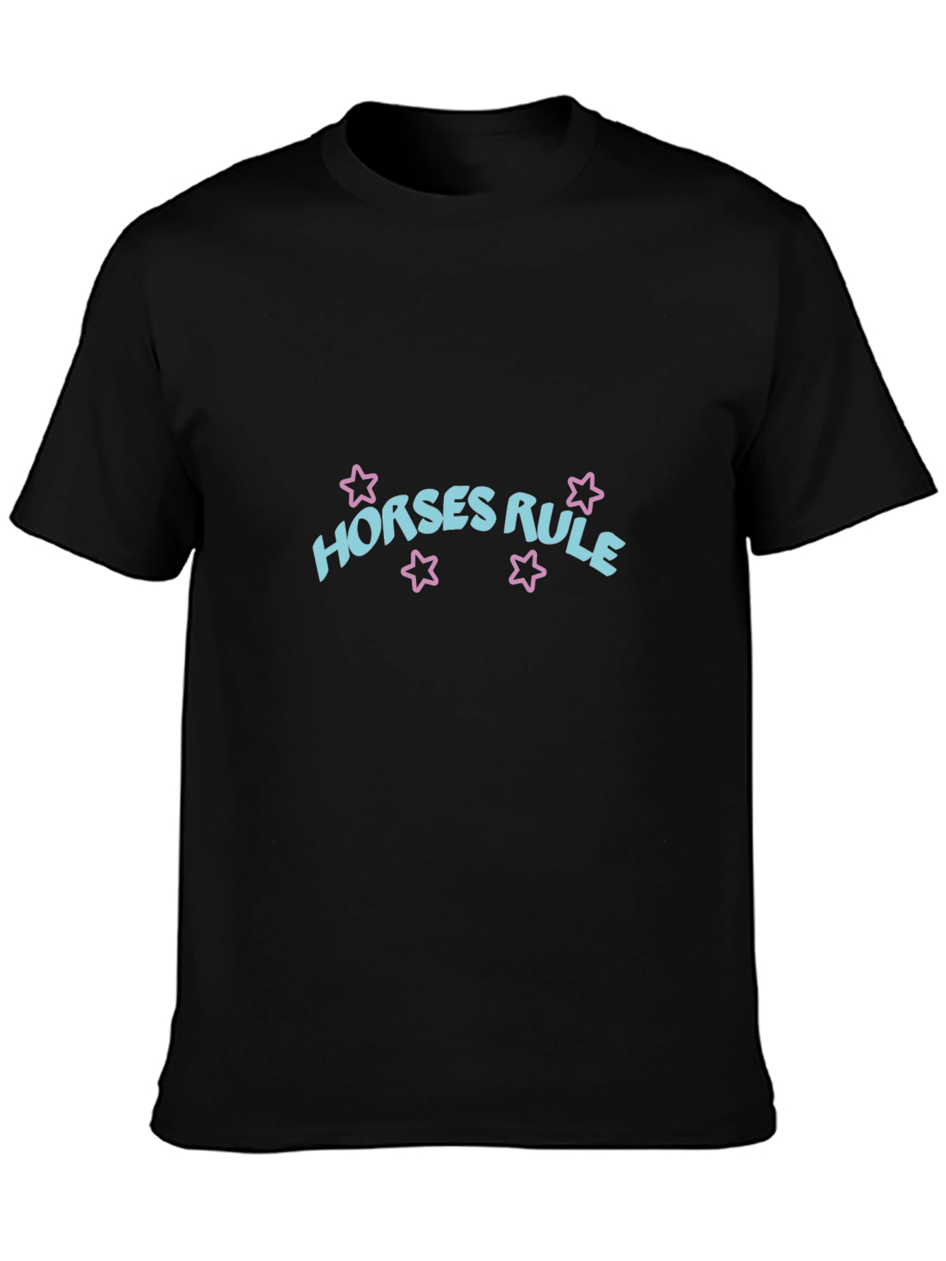Horses Rule Graphic T-Shirt - Black Cotton Tee