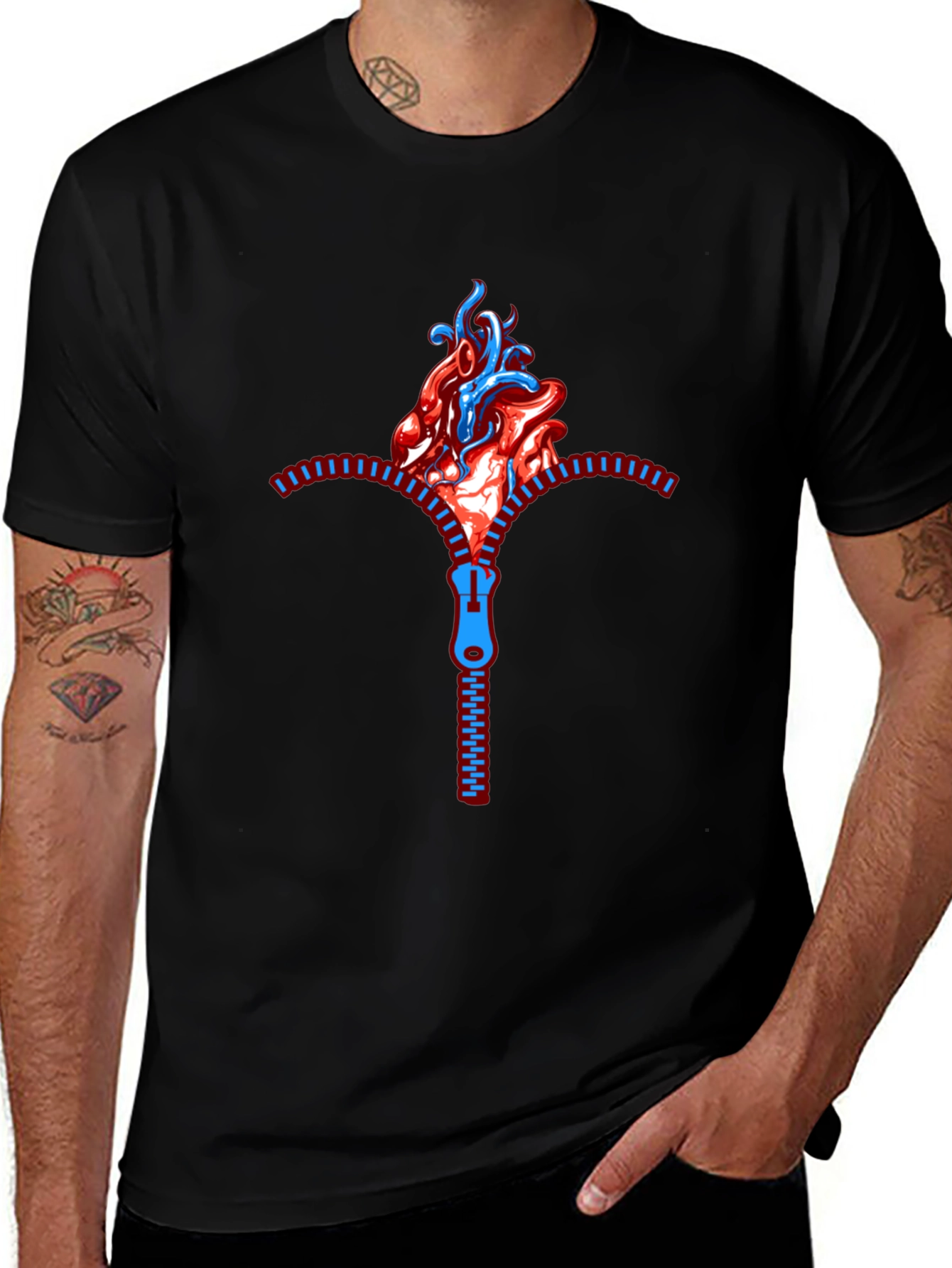Anatomical Heart Zipper T-Shirt