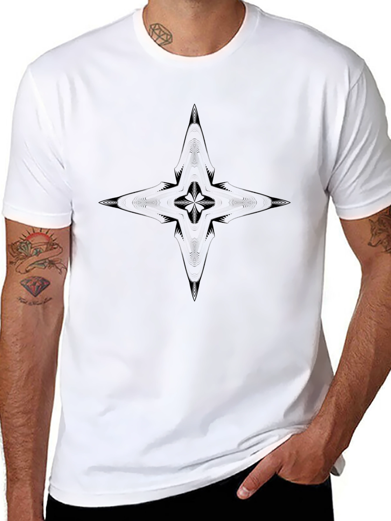 Abstract Star Graphic Black T-Shirt