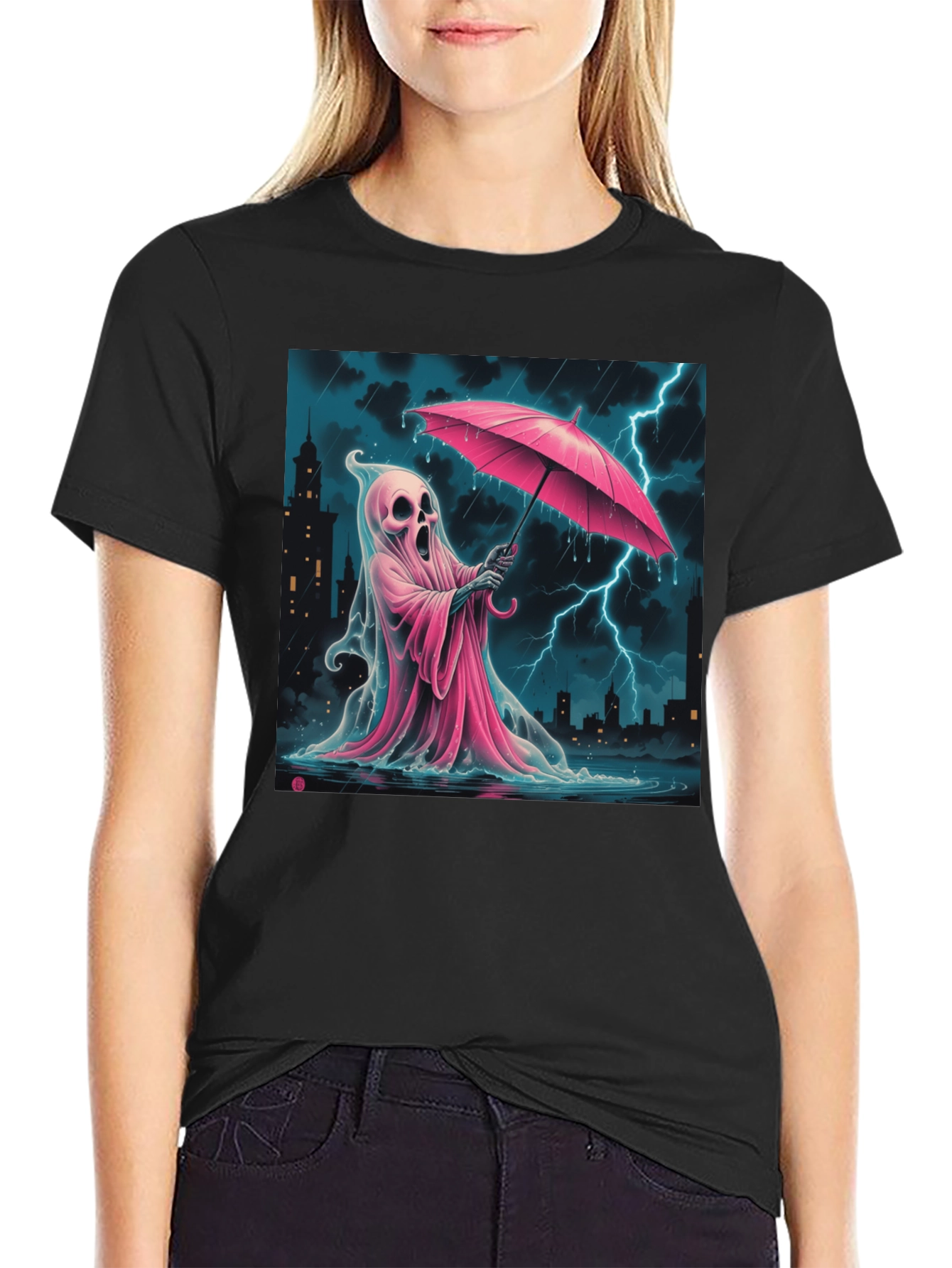 Ghostly Pink Umbrella T-Shirt
