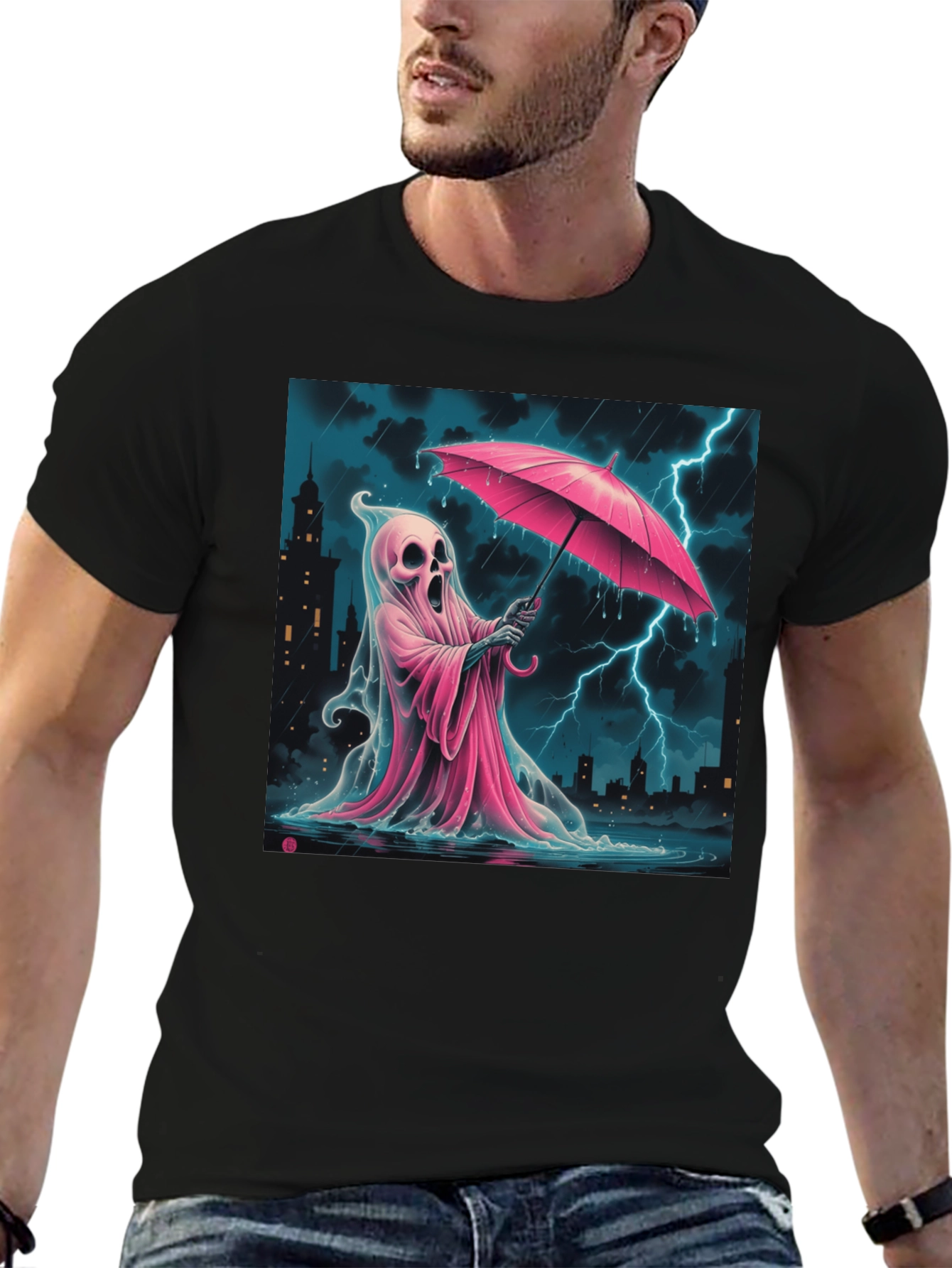 Ghostly Pink Umbrella T-Shirt