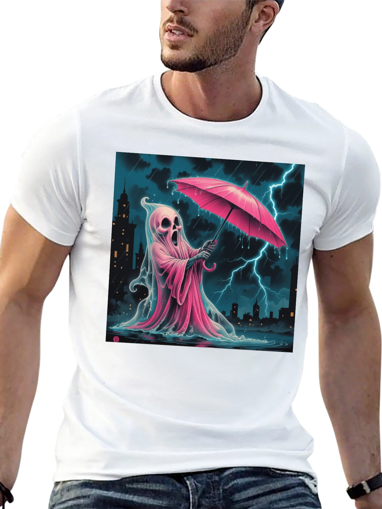 Ghostly Pink Umbrella T-Shirt