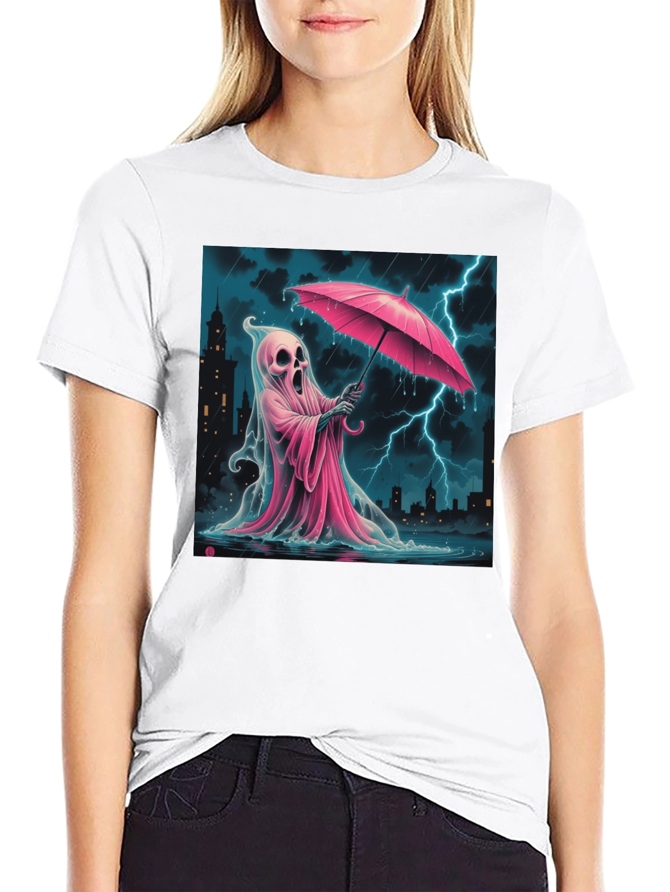 Ghostly Pink Umbrella T-Shirt