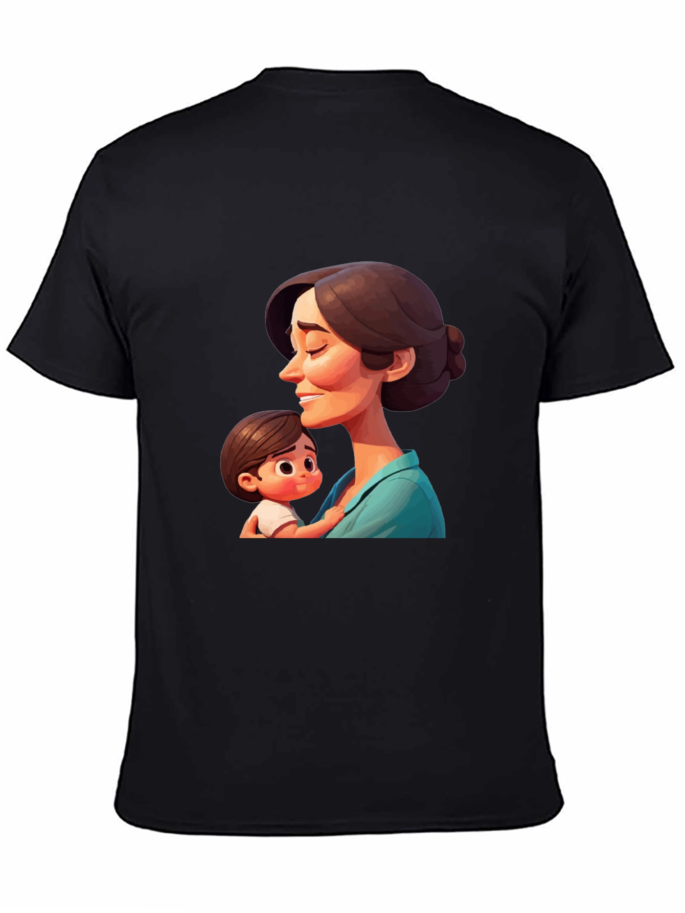Stylish Black T-Shirt - Mother and Child Graphic