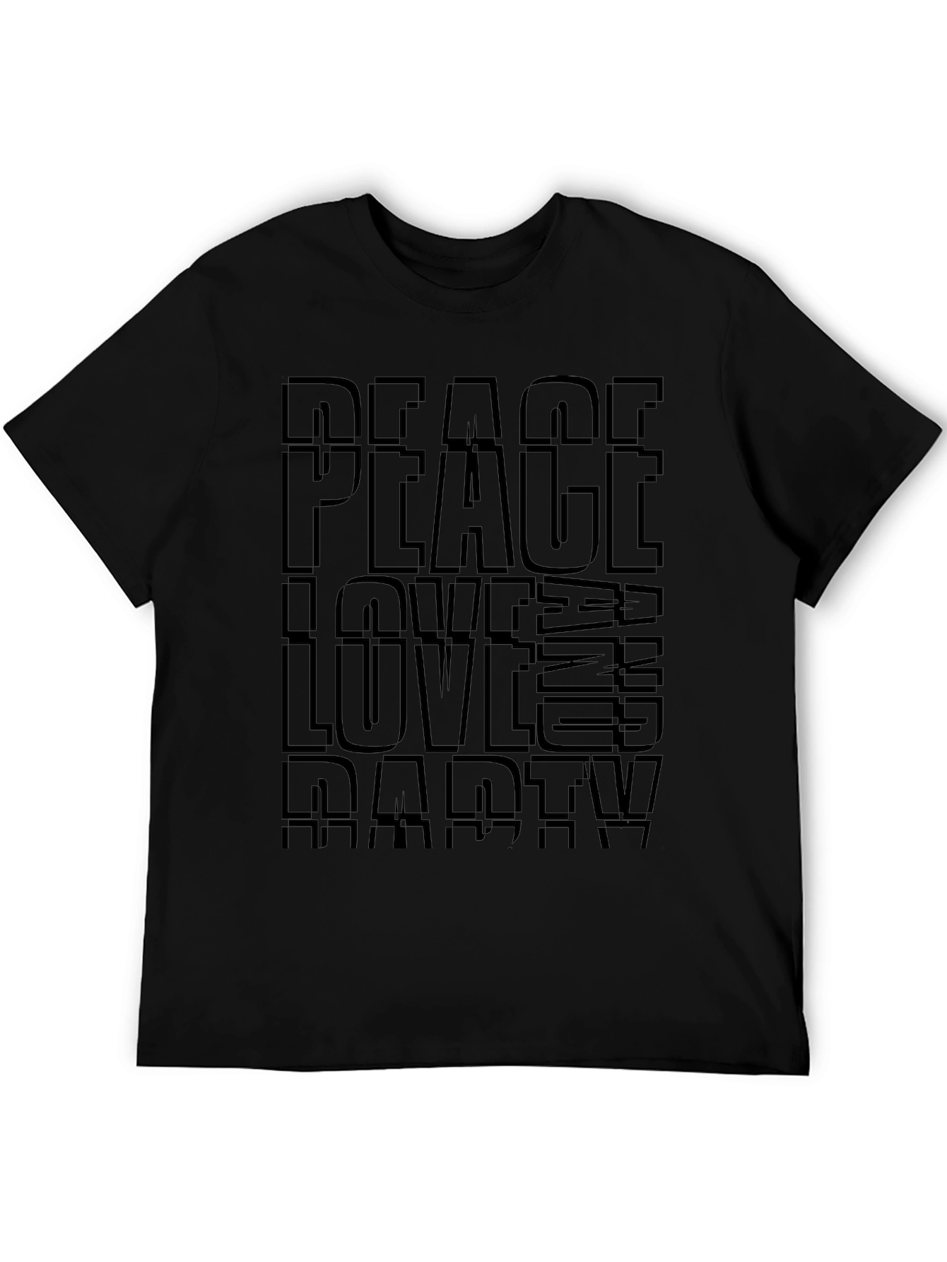 Peace Love Party Black Graphic T-Shirt
