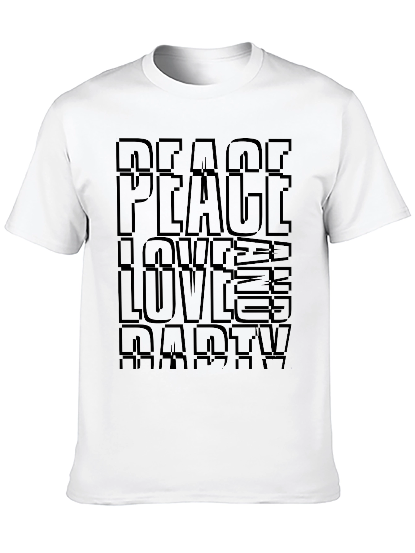 Peace Love Party Black Graphic T-Shirt