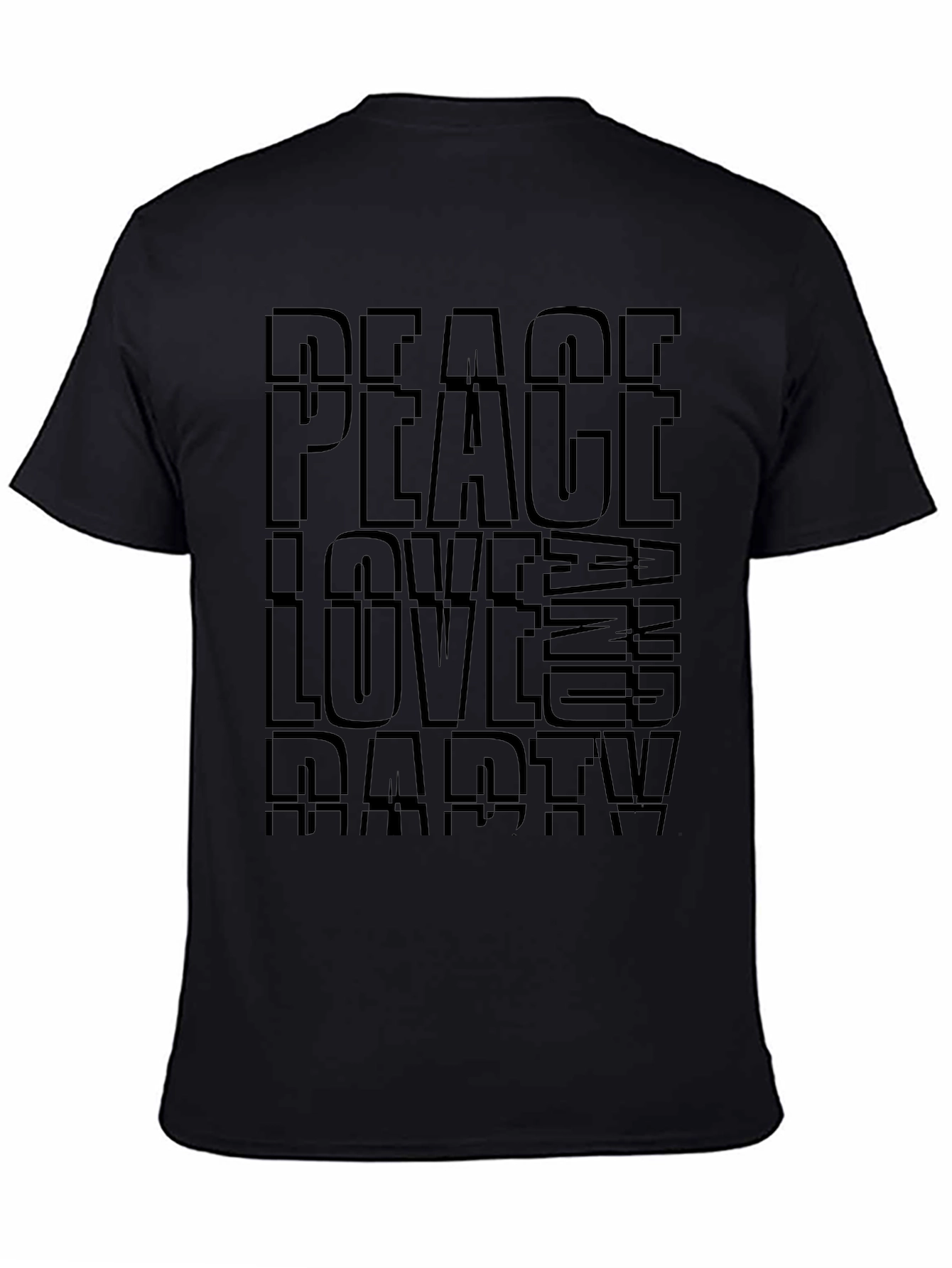 Peace Love Party Black Graphic T-Shirt