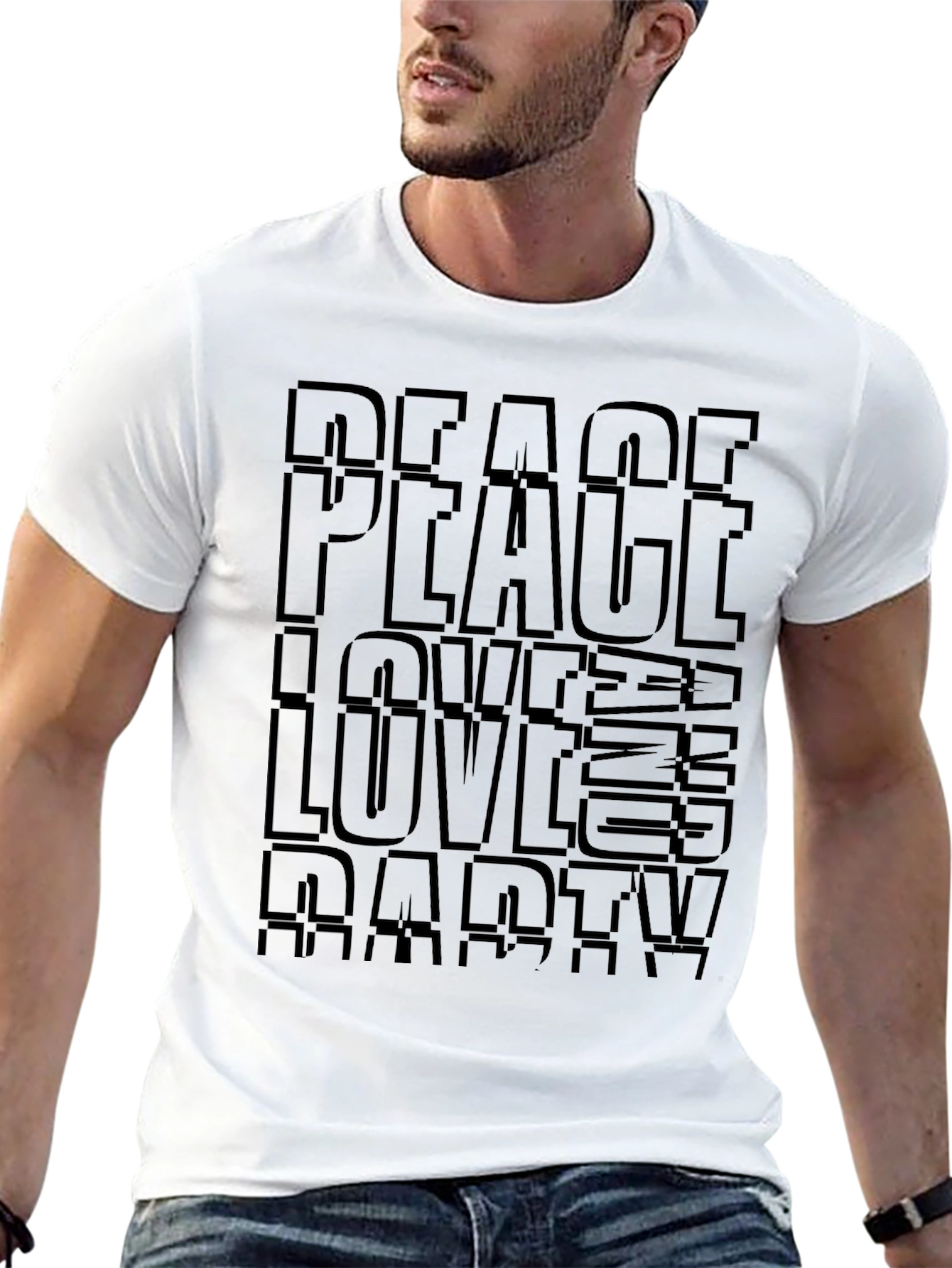 Peace Love Party Black Graphic T-Shirt