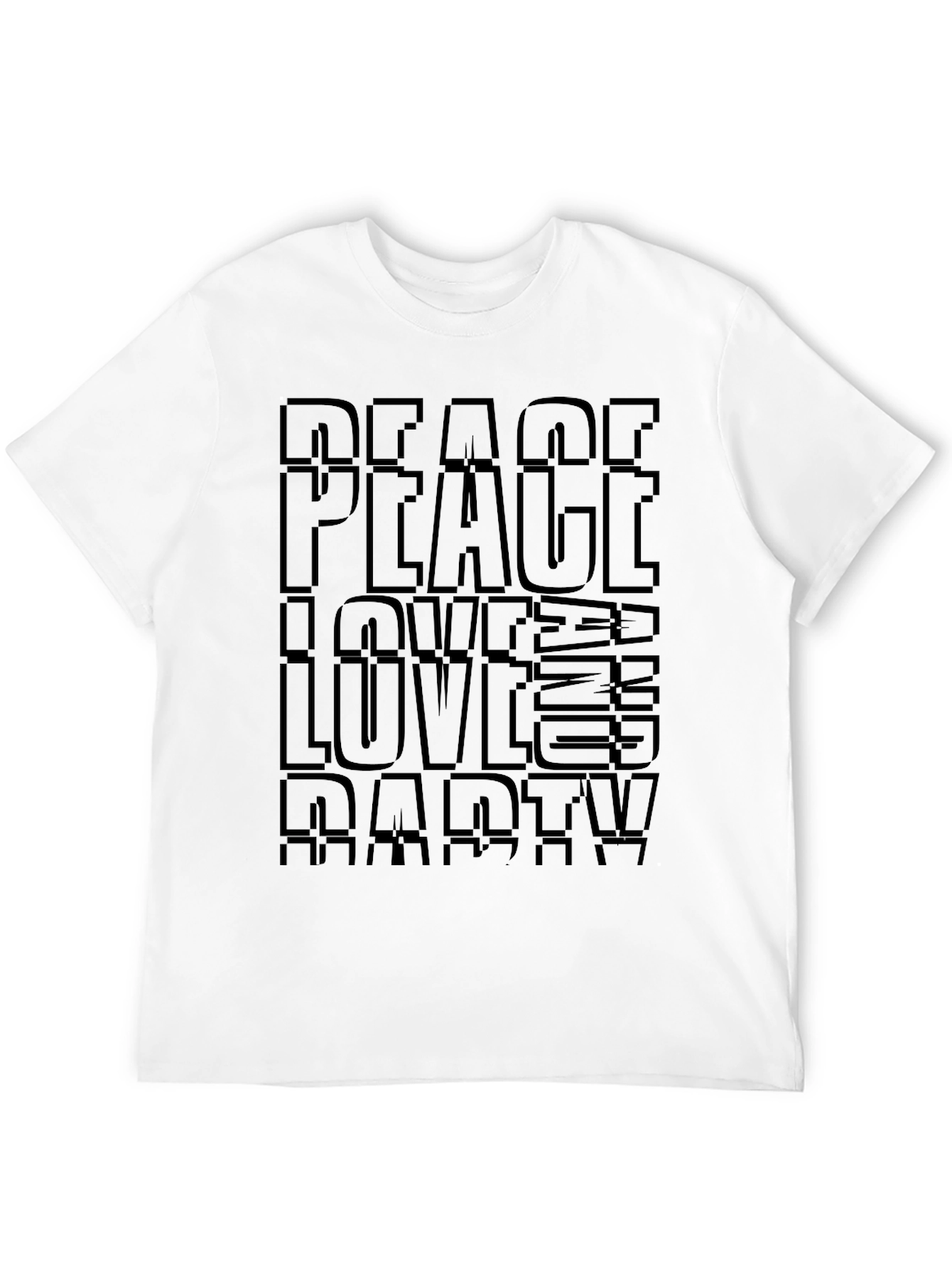 Peace Love Party Black Graphic T-Shirt